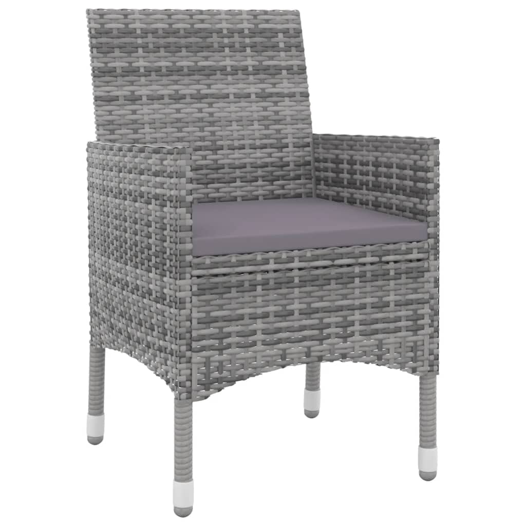 vidaXL 3-Piece Outdoor Patio Dining Set - Weather-Resistant Poly Rattan Furniture with Glass Table & Cushions - Perfect for Garden, Backyard, Poolside or Balcony Dining