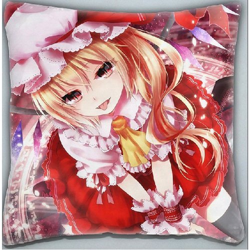 Japanese Anime Throw Pillow Covers - Touhou Project Flandre Scarlet 16x16 Inch Decorative Cushion Covers, Double-Sided Design for Sofa, Bed, Dorm Room Decor