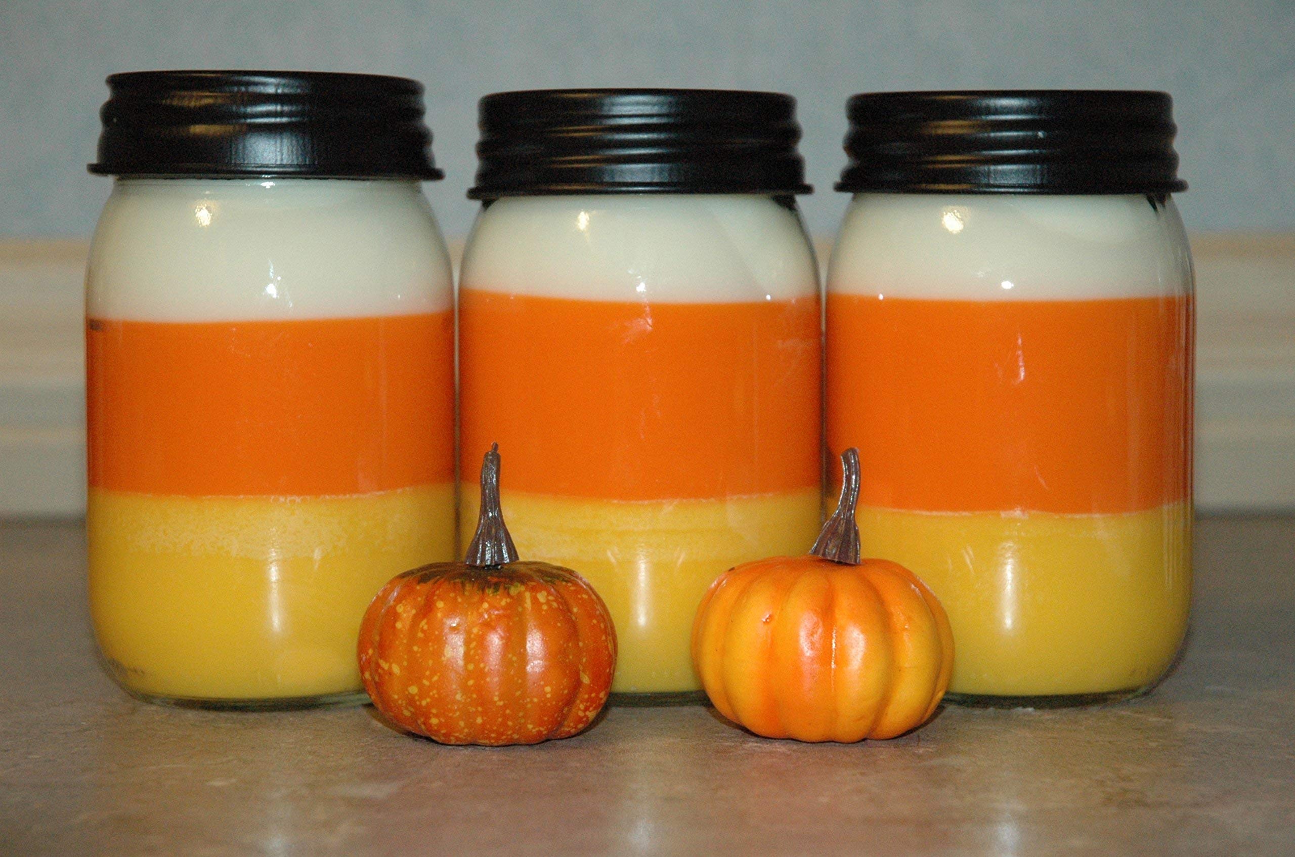 16 oz Candy Corn Layered Soy Candle - Handmade Fall Scented Candle for Halloween, Thanksgiving & Autumn Home Decor