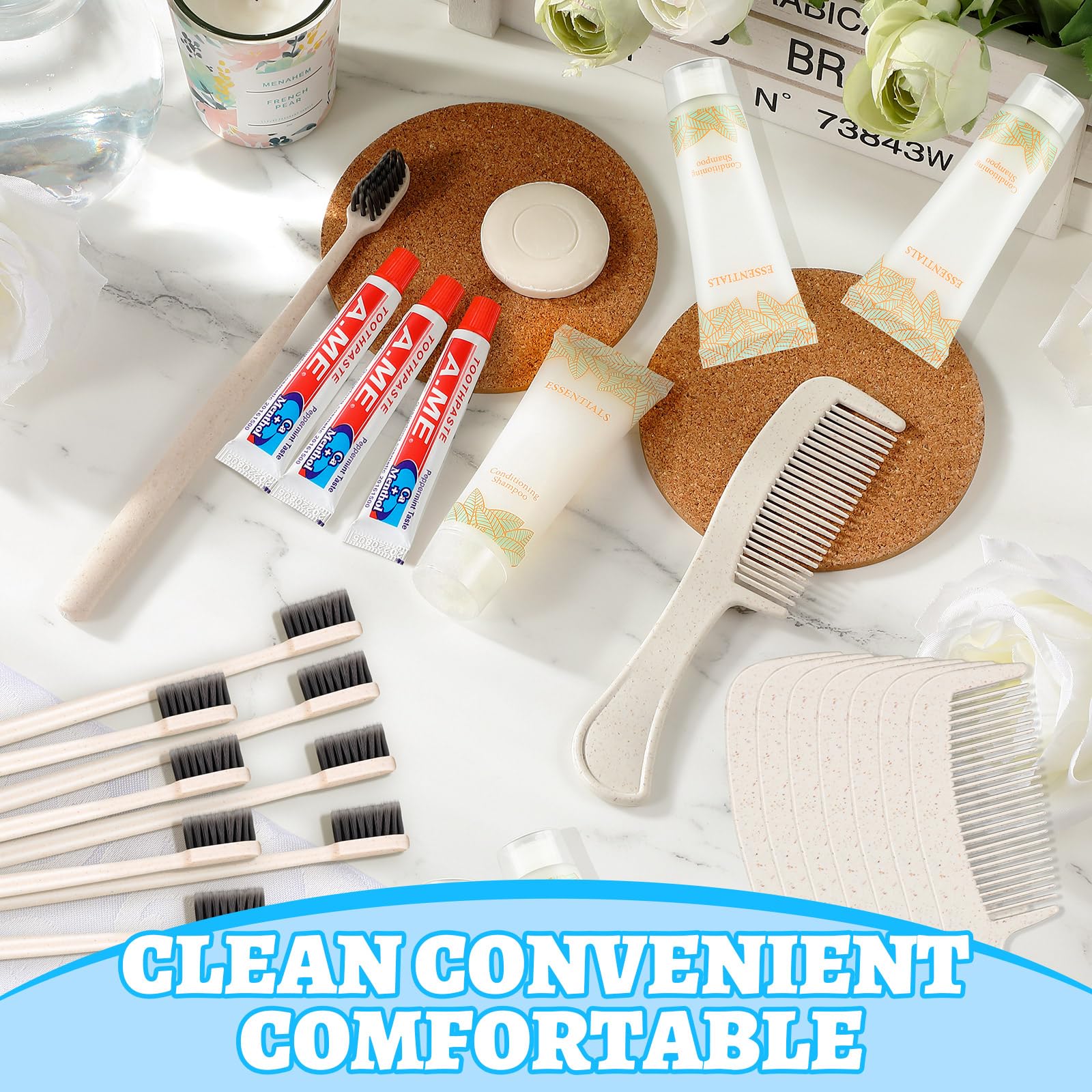 **100 Pack Disposable Travel Toiletry Kit - Bulk Hygiene Essentials for Homeless Care & Charity (Toothbrush, Toothpaste, Comb, Soap) - Perfect for Travel, Shelters & Donation Drives**