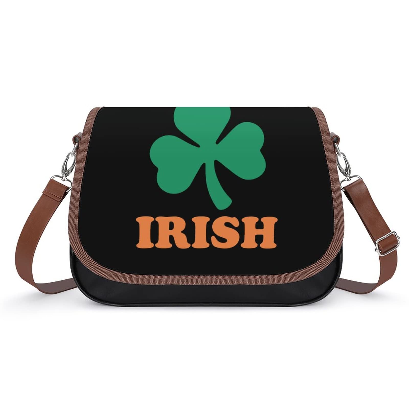 Irish Clover Women's PU Leather Crossbody Bag - Stylish Shoulder Purse for Daily Use