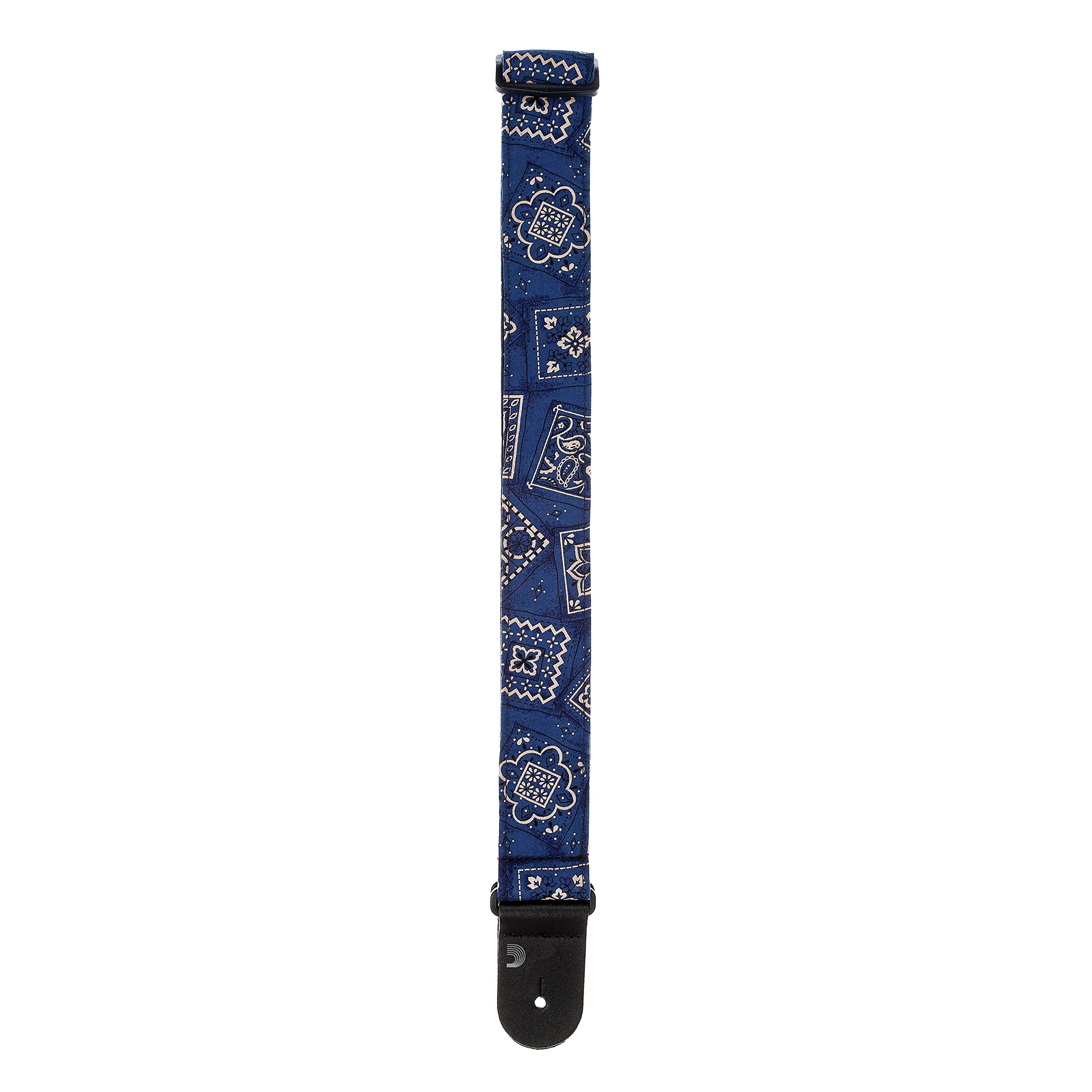 D'Addario 50MM Blue Bandana Guitar Strap (50G03) - Perfect for Electric & Acoustic Guitars, Stage Performances & Music Practice