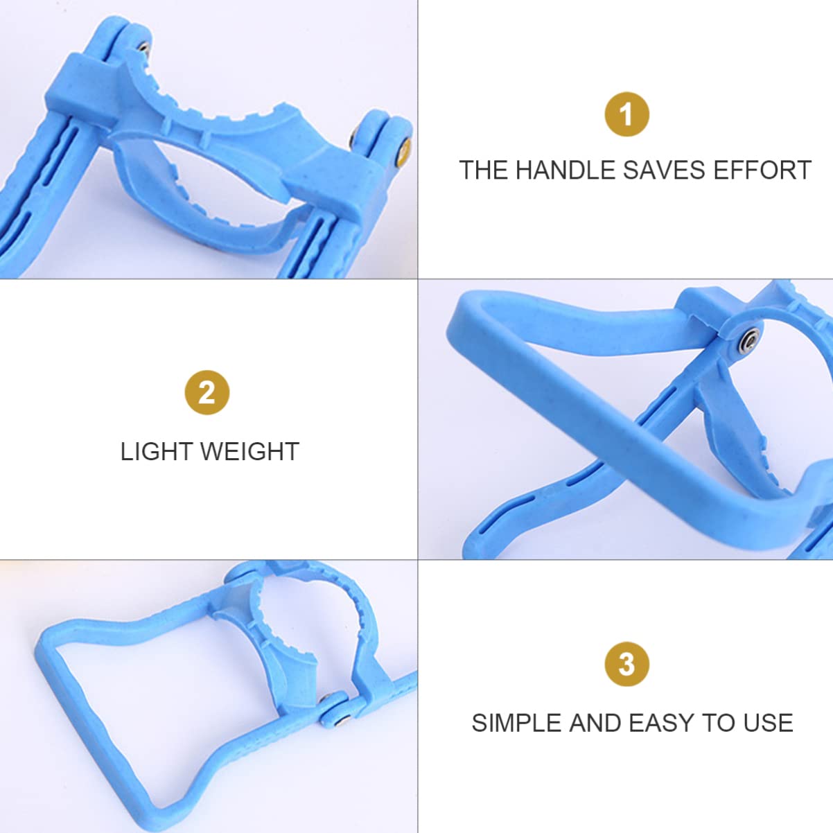 DOITOOL 4-Pack Anti-Slip Water Bottle Handles - Heavy Duty Jug Lifters & Carrier Handles for 5 Gallon Water Bottles (Blue) - Perfect for Home, Office, Camping & Emergency Water Storage