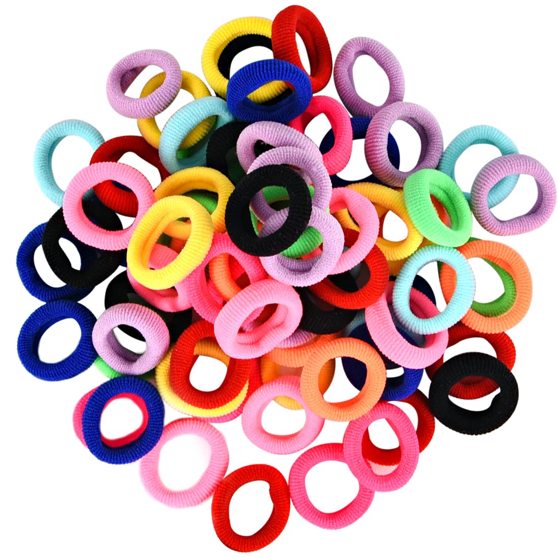 100 PCS Baby Hair Ties - Soft Elastic Hair Bands for Girls & Toddlers, No-Slip Ponytail Holders (10 Color Mix) - Perfect for School, Playtime & Daily Hair Styling