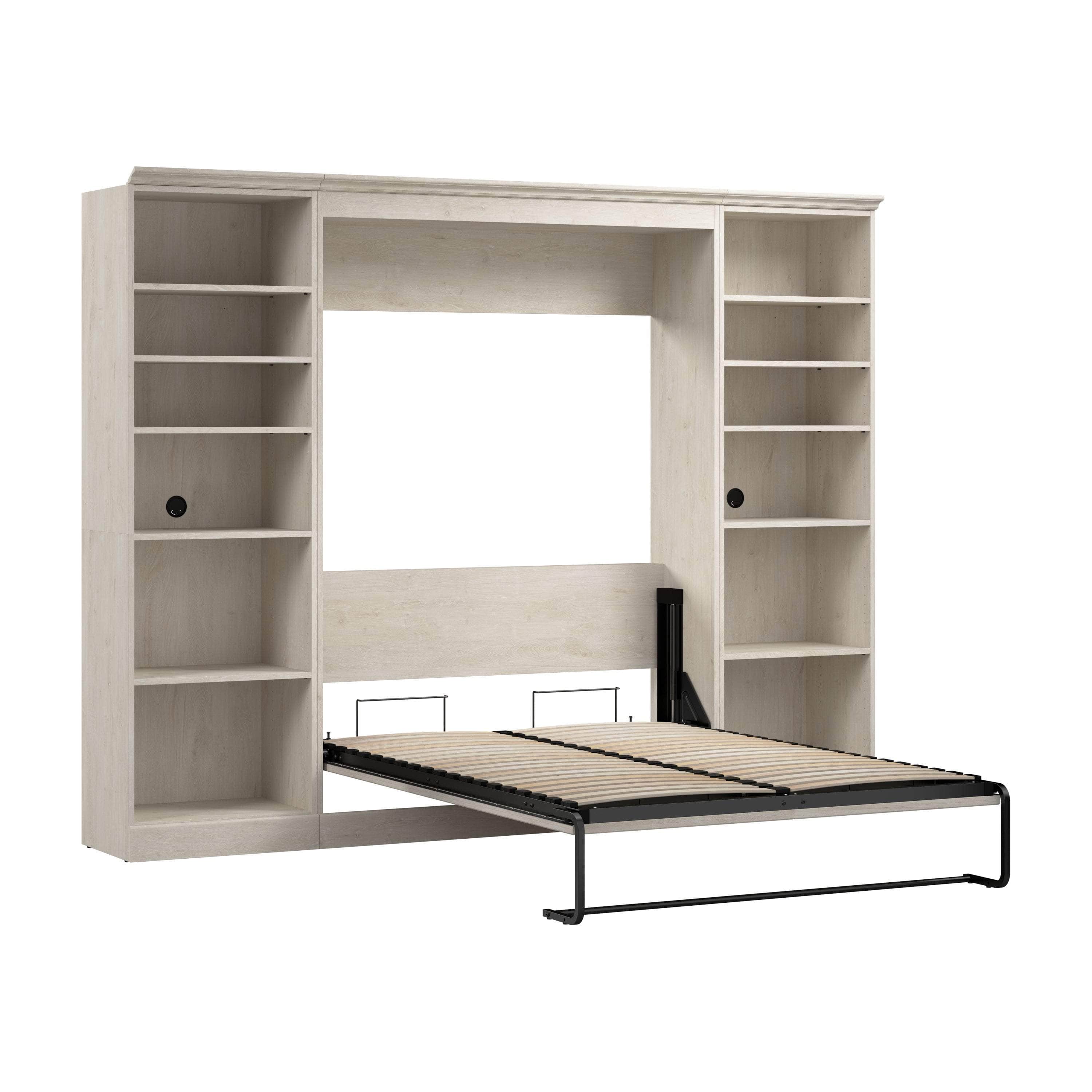 Space-Saving Full Murphy Wall Bed with 2 Storage Units - 3 Color Options | Perfect for Small Apartments, Guest Rooms & Home Offices