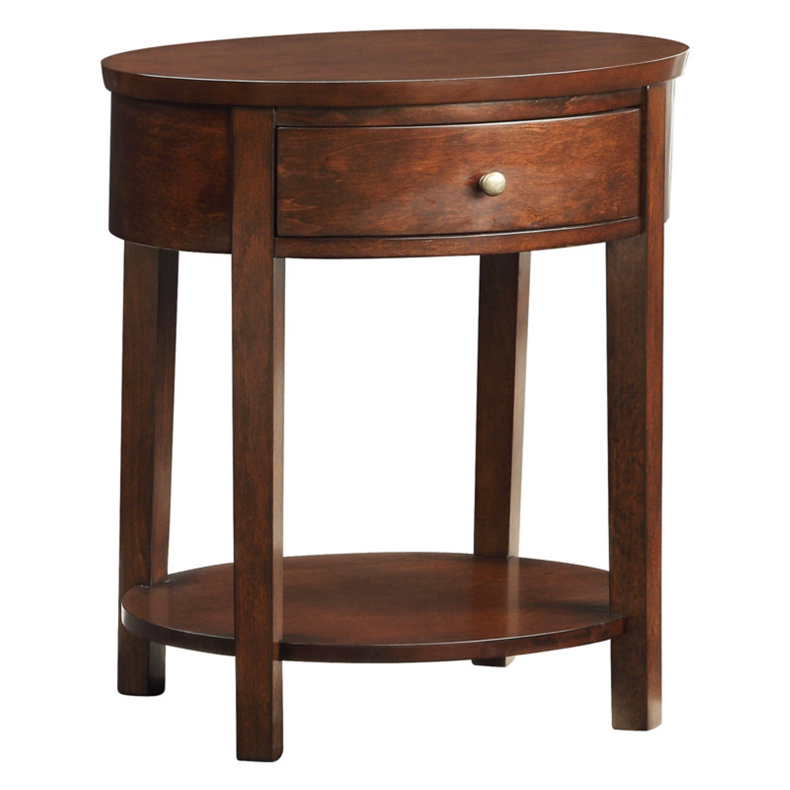 Inspire Q 1 Drawer Oval Accent Table - Modern Nightstand & Bedside Table for Small Spaces - Perfect for Living Room, Bedroom, or Office Decor
