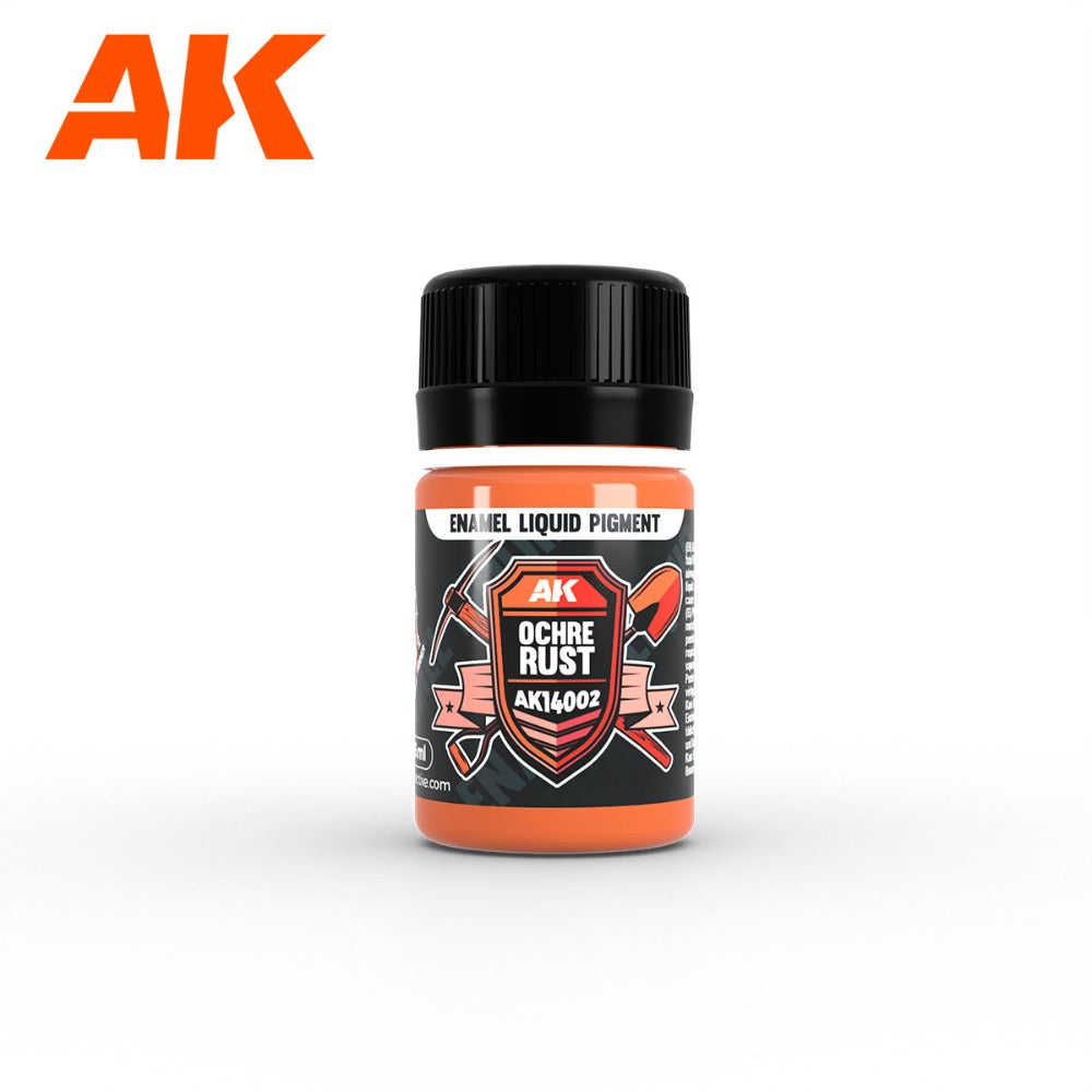 AK Interactive AK14002 Ochre Rust Enamel Liquid Pigment 35ml - Weathering Paint for Model Kits, Miniatures & Dioramas - Perfect for Realistic Rust Effects on Scale Models, Warhammer & Military Dioramas