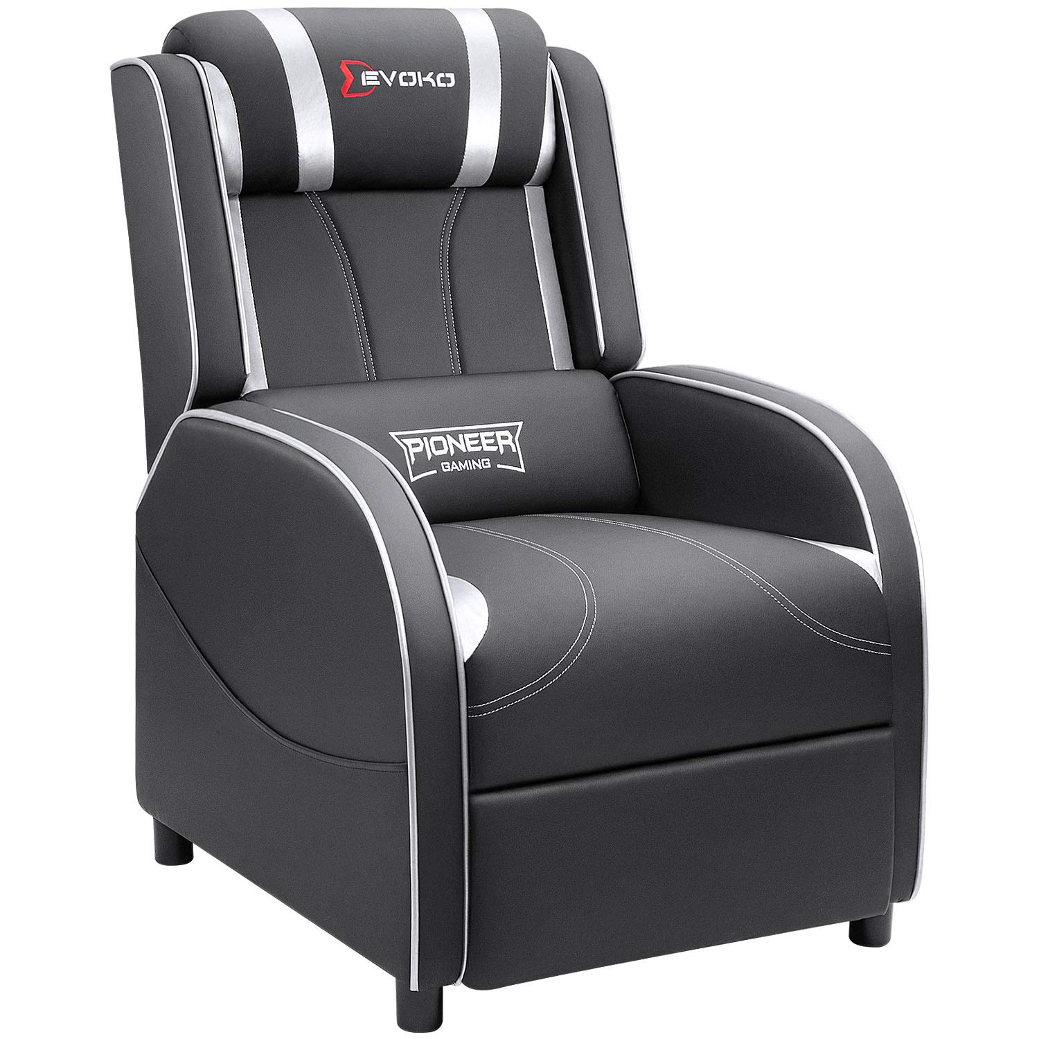 Devoko Massage Gaming Recliner Chair - PU Leather Home Theater Seating with Lumbar Support, Single Modern Living Room Recliner Sofa for Men & Women (Silver) - Perfect for Gaming, Movie Nights & Relaxation