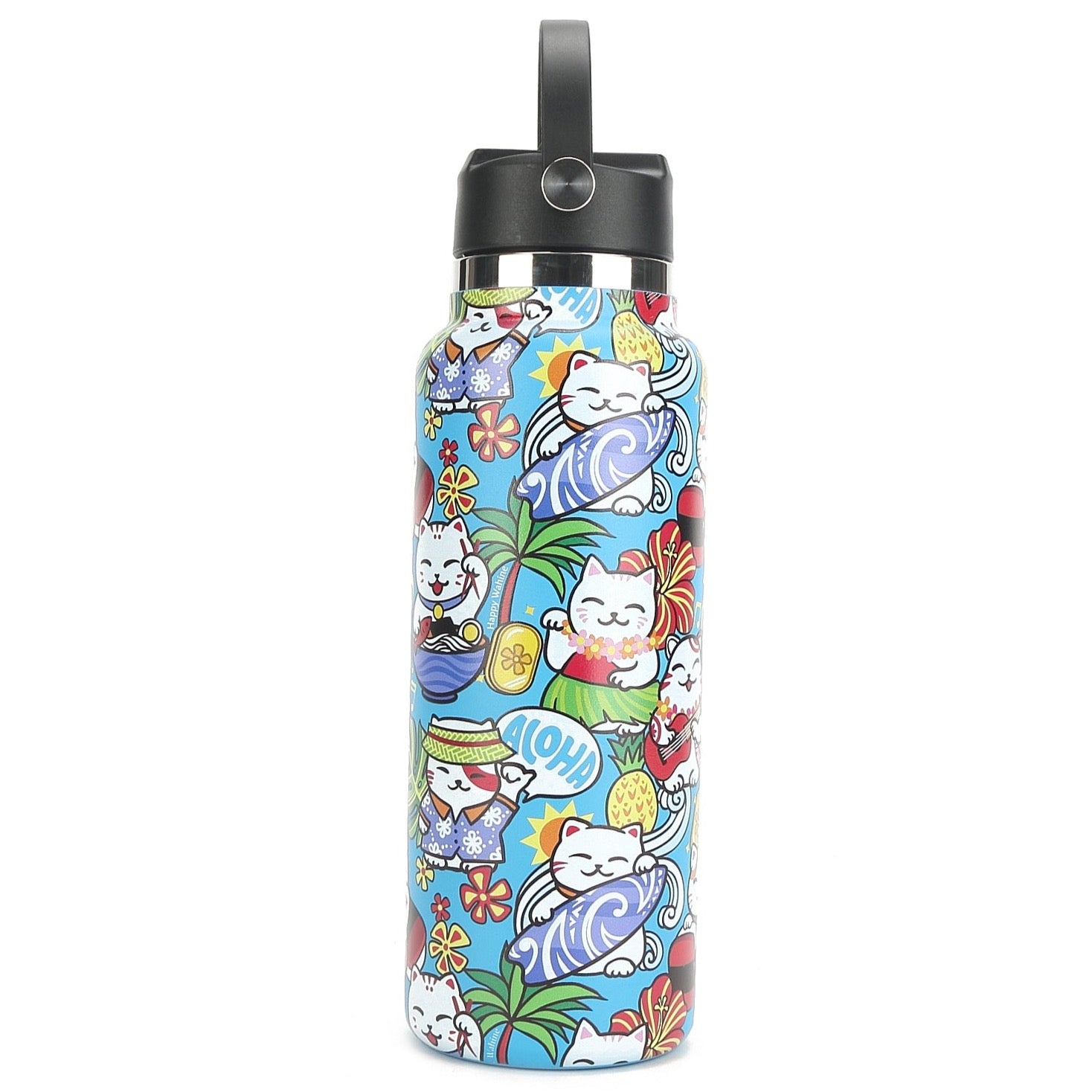 40oz Insulated Stainless Steel Water Bottle - Leak Proof, BPA Free, Keeps Drinks Cold 24Hrs/Hot 12Hrs - Perfect for Gym, Hiking, Travel & Outdoor Activities (Neko Teal)