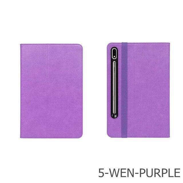 Slim Protective Shell Case for Samsung Galaxy Tab S7 Plus 12.4 (T970/T975) with Hand Strap - Lightweight Cover for Work, Travel & Entertainment