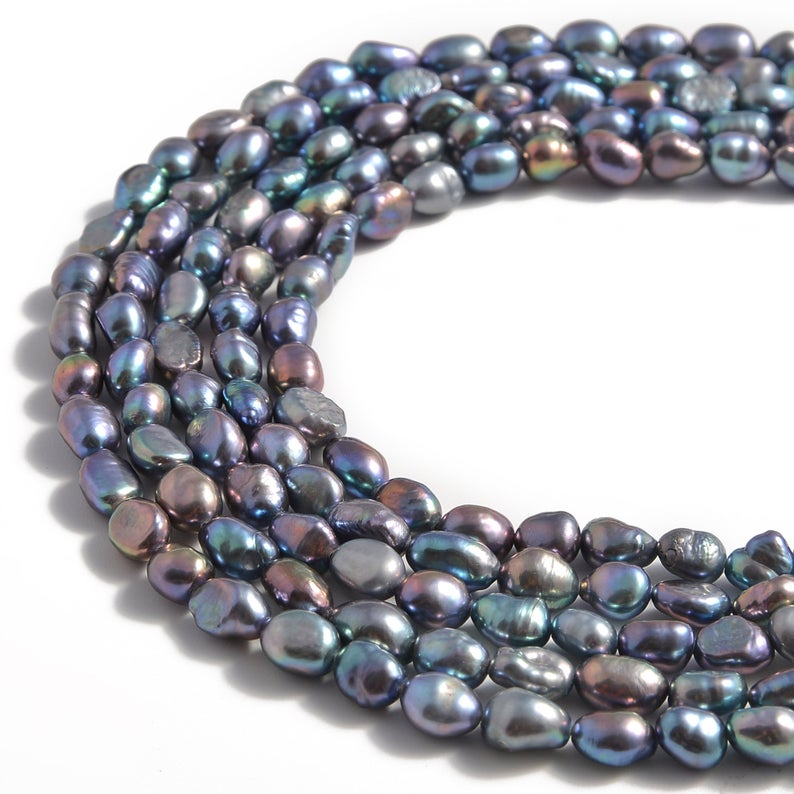Peacock Freshwater Pearl Beads 4mm 6mm 8mm 10mm 14 Strands - Side Drilled Nugget Beads for Jewelry Making, DIY Bracelets, Necklaces & Earrings