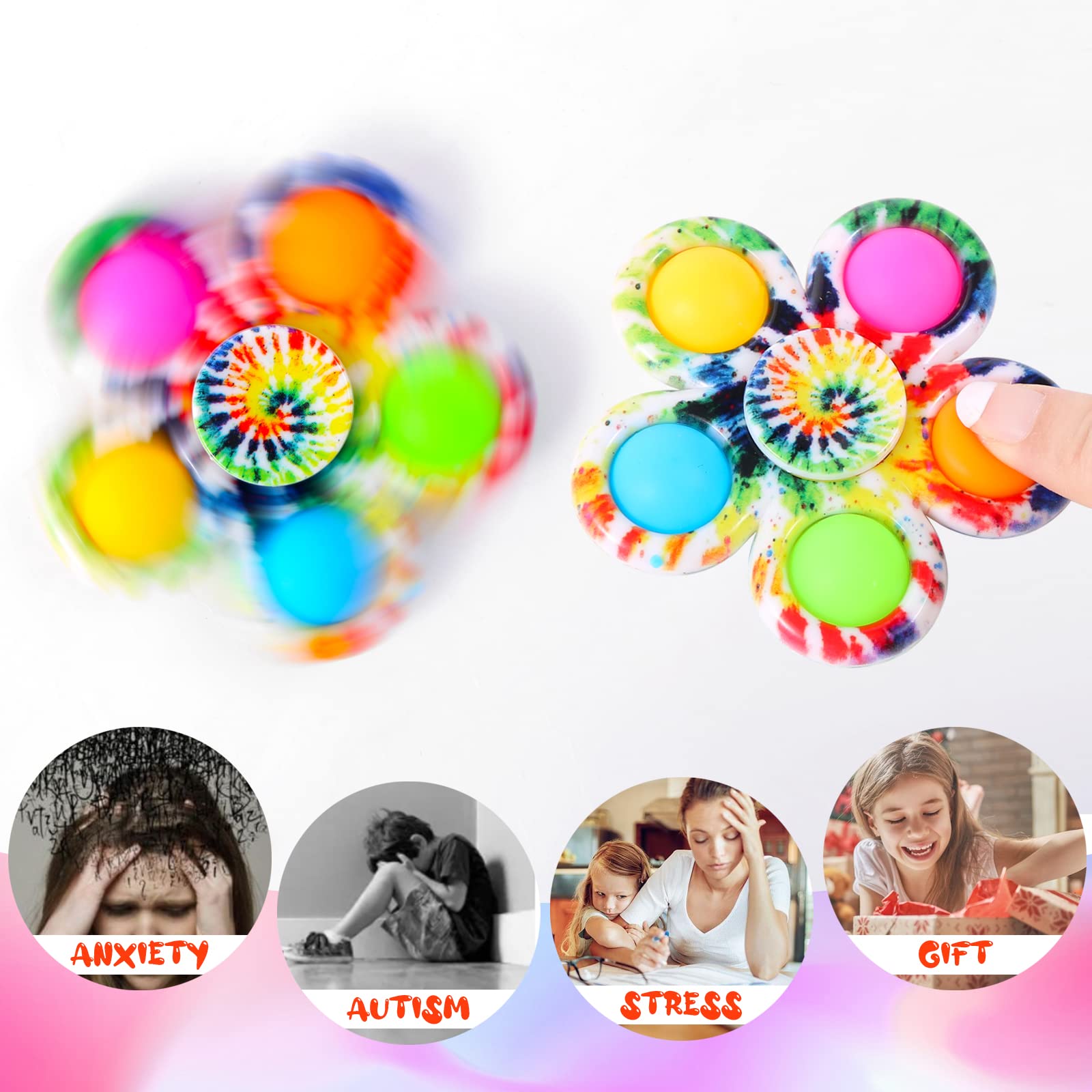 Gigilli Fidget Spinners 2 Pack - Sensory Toys for Kids Ages 1-12, ADHD & Autism Stress Relief Toys for Boys & Girls - Perfect for Easter Basket Stuffers, Classroom Prizes, Birthday Gifts & Anxiety Relief
