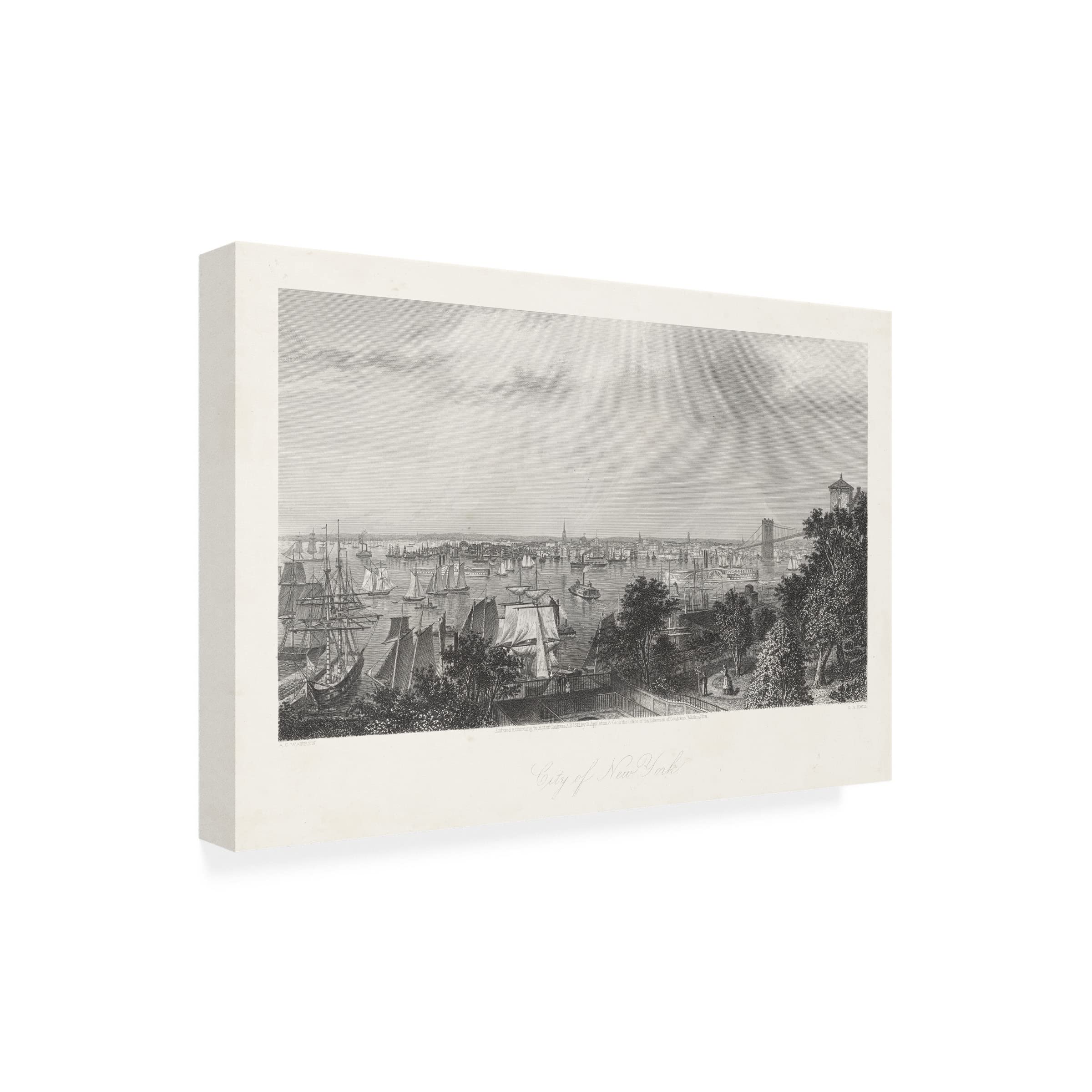 Trademark Fine Art 'City of New York' Canvas Wall Art Print by William Cullen Bryant - Urban Decor for Living Room, Office & Modern Home