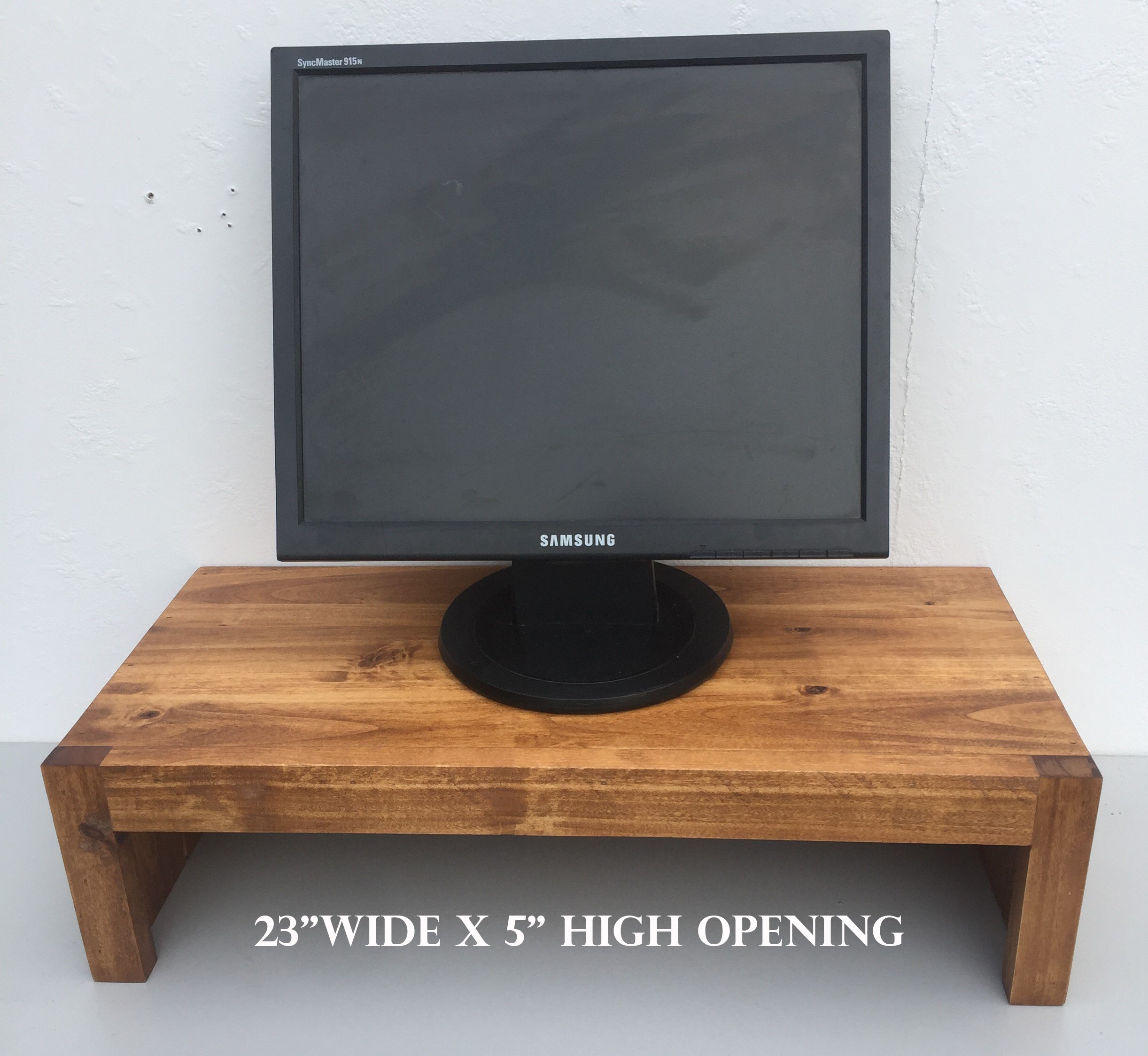 Modern Rustic TV Stand - Solid Albus Wood Monitor Riser (26