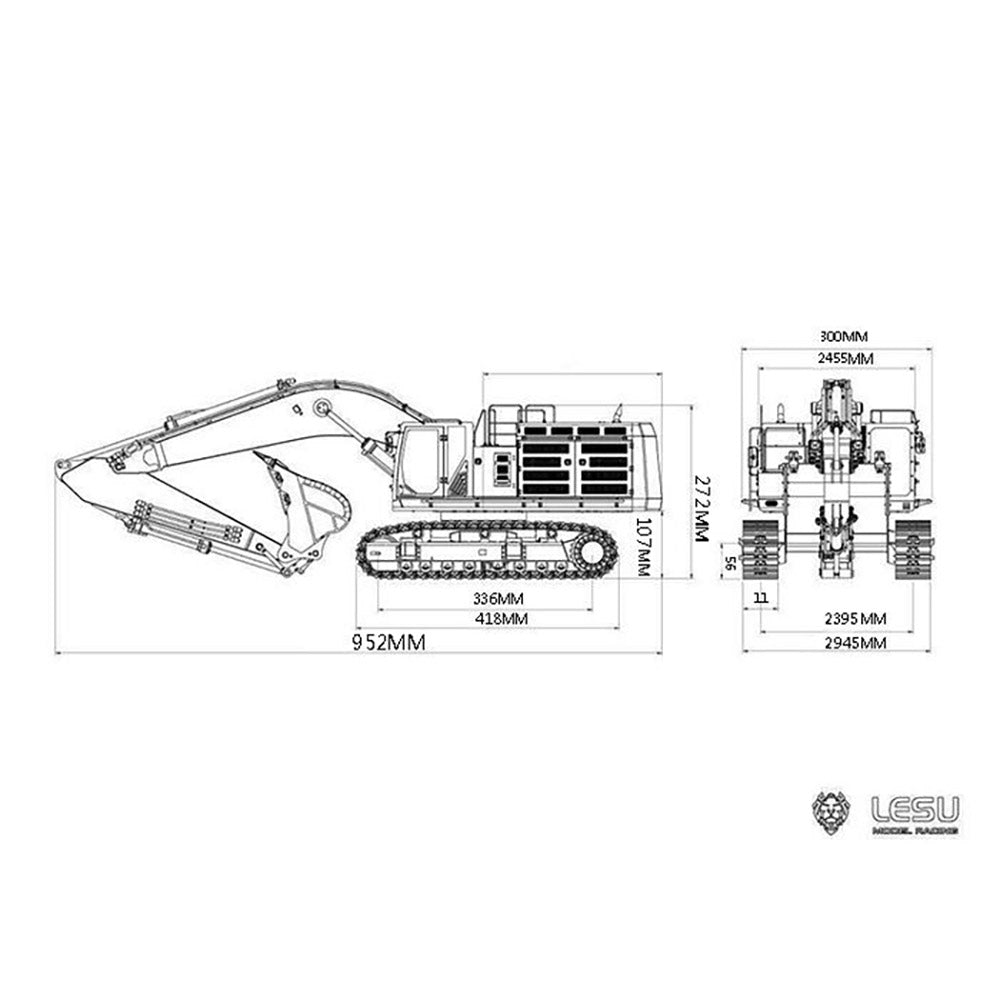 LESU 1/14 Scale Hydraulic RC Excavator 374F - Fully Assembled & Painted Radio Controlled Digger with Metal Protective Fences & Hydraulic Quick Coupler Bucket - Perfect for Construction Enthusiasts, Collectors, and RC Hobbyists