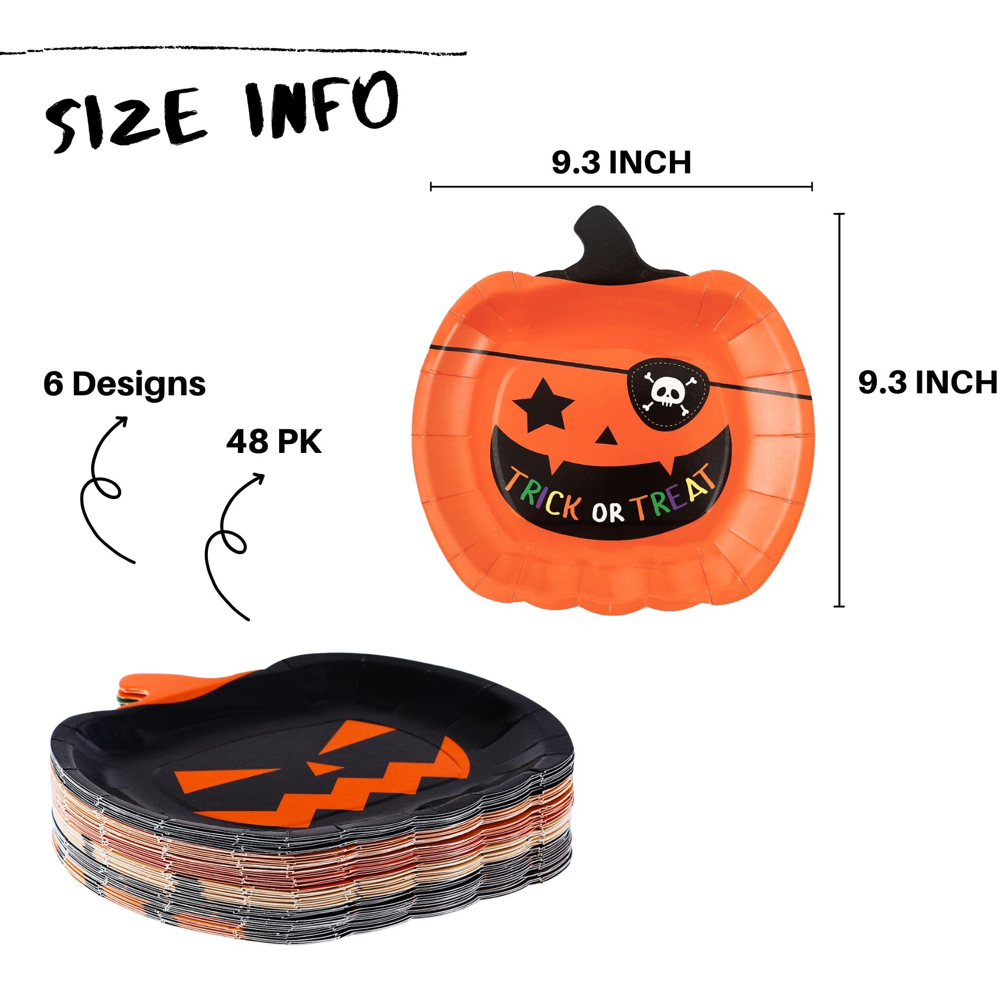 Halloween Paper Plates 48 Pack - Pumpkin Design Disposable Plates for Halloween Party Decorations, Tableware & Party Supplies - Perfect for Halloween Parties, Trick or Treat, and Fall Celebrations