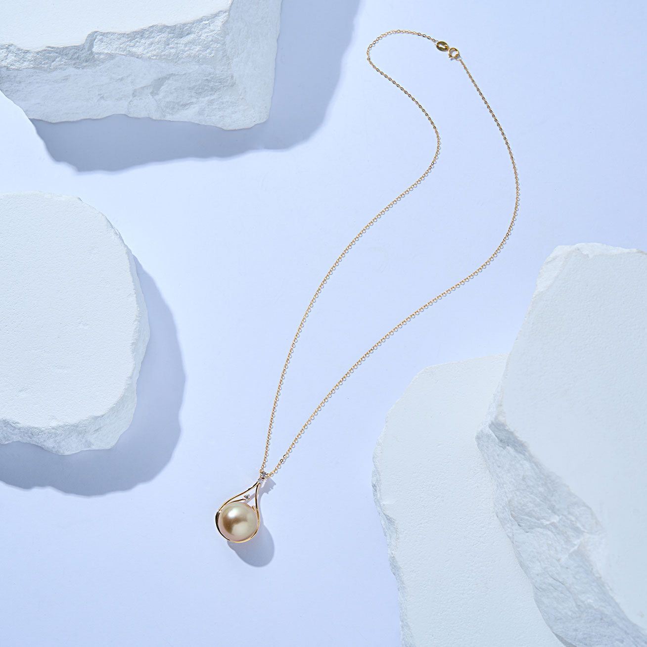 18K Solid Gold South Sea Golden Pearl Necklace KN00306 - Luxury Pearl Jewelry for Women, Elegant Bridal Gift, Anniversary Present & Formal Occasion Wear