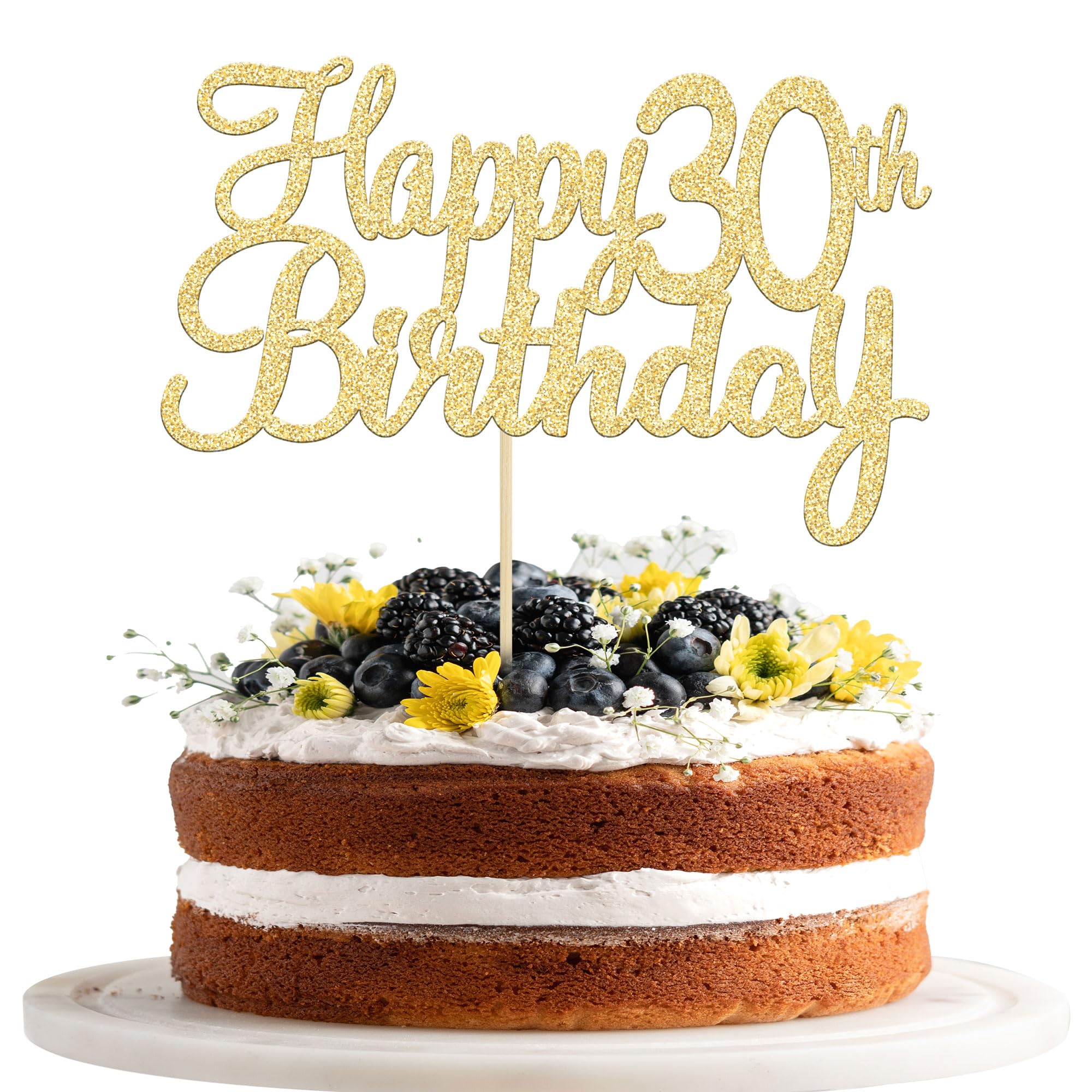 Happy 30th Birthday Cake Topper - Gold Glitter 30 Cupcake Toppers Set - Cheers to 30 Party Decorations - Perfect for 30th Birthday Cakes, Cupcakes & Celebration Supplies | Great for Birthday Parties, Anniversaries & Milestone Events