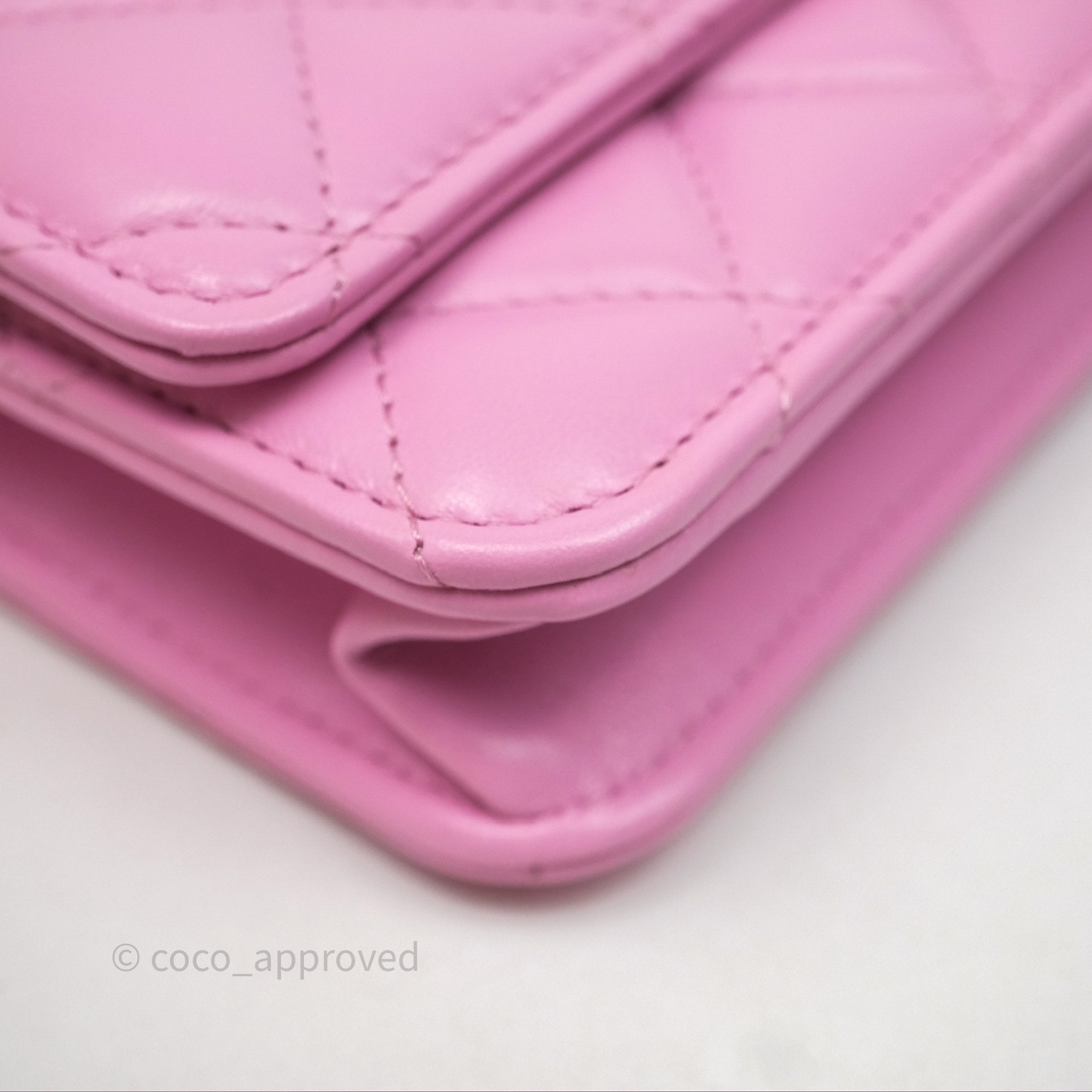 Chanel CC Chain Wallet On Chain WOC in Pink Lambskin with Aged Gold Hardware - Luxury Crossbody Bag for Women, Perfect for Evening Out & Special Occasions