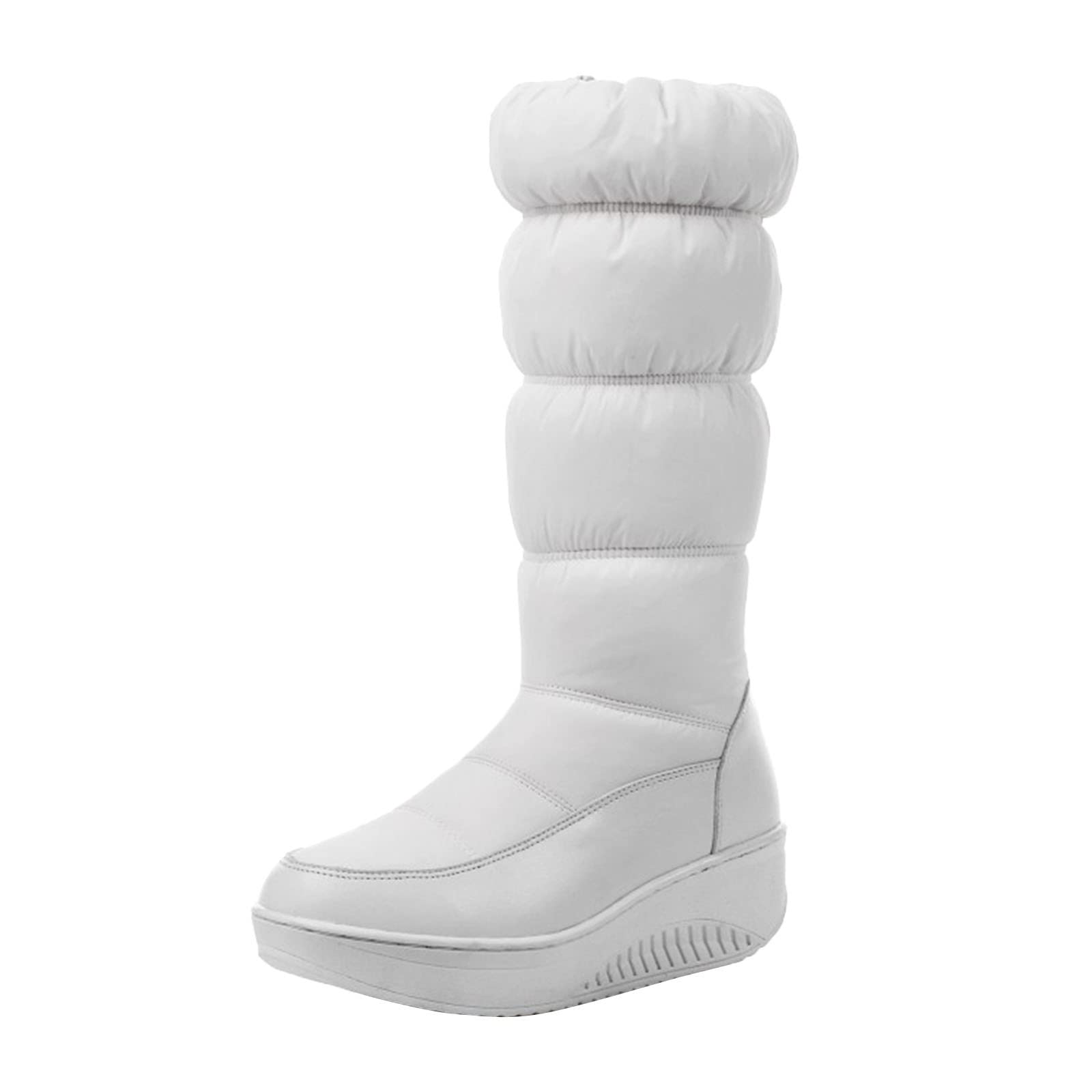 Women's Cowboy Style Wide Calf Snow Boots with Zipper - Thick Sole Winter Boots for Women - Warm Cotton Lined Side Boots - High Heel Snow Boots for Cold Weather | Perfect for Winter Hiking, Snow Days & Outdoor Adventures