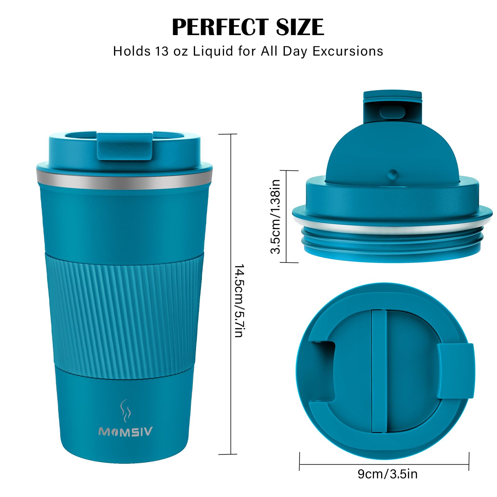 MOMSIV 17oz Insulated Stainless Steel Travel Mug - Leakproof Vacuum Coffee Tumbler for Hot & Cold Drinks - Double Wall Thermal Cup for Coffee, Tea, Water - Perfect for Commuting, Road Trips & Office Use