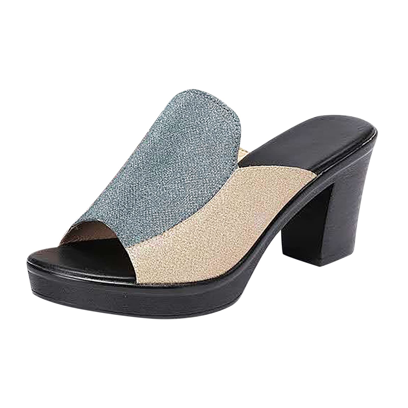 Women's Fashion Heeled Slippers - Chunky Wedge Flip Flop Sandals with Lace-Up Design (Gold, Size 7.5) | Comfortable Summer Shoes for Beach, Poolside, and Casual Outings