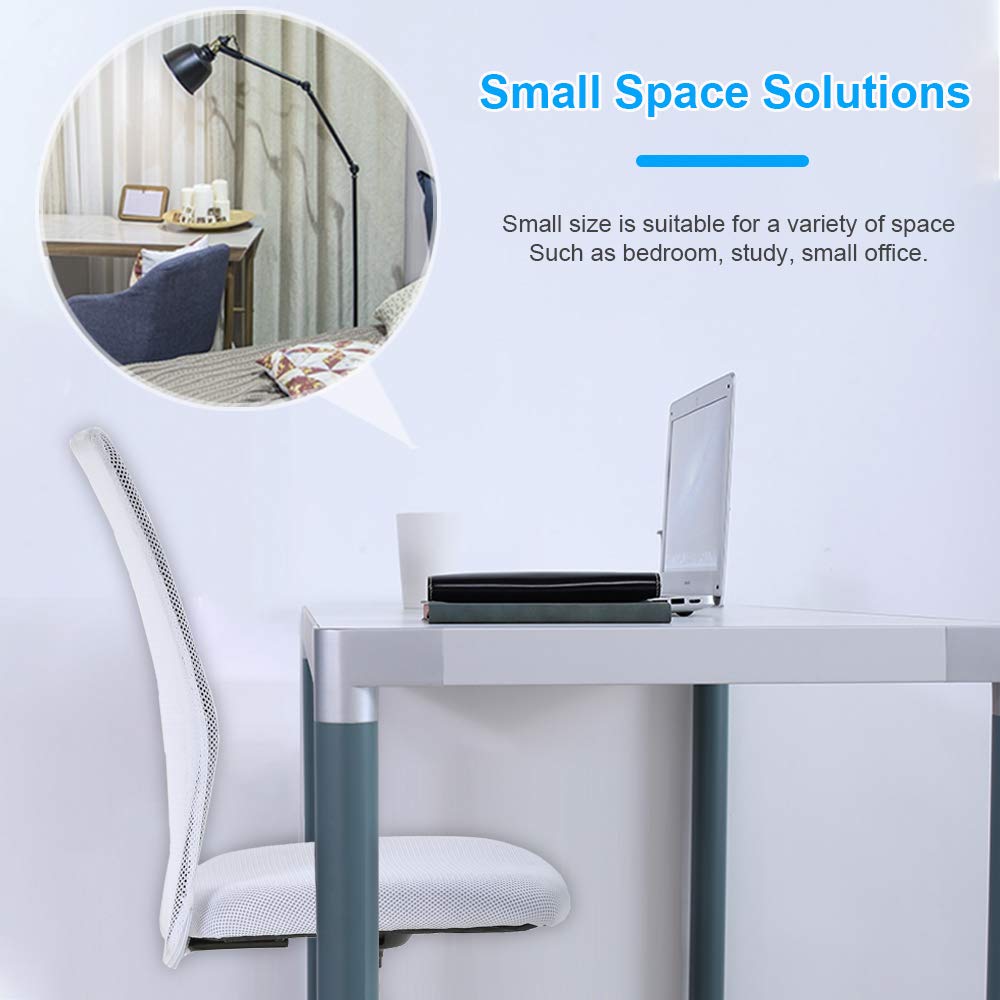 Ergonomic Mesh Office Chair with Lumbar Support - Armless Swivel Rolling Computer Desk Chair for Back Pain Relief - White Executive Chair (Set of 4) - Perfect for Home Office, Gaming Setup & Workspaces