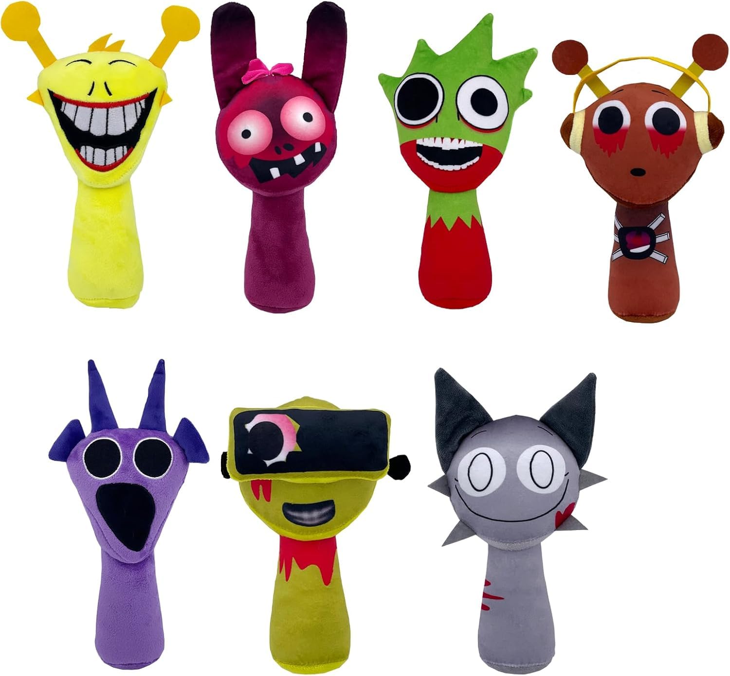 7PCS Sprunki Game Plush Toys - Soft Stuffed Animal Pillow Dolls for Kids & Adults - Perfect Christmas & Birthday Gifts for Gaming Fans, Home Decor, and Cute Bedroom Accessories
