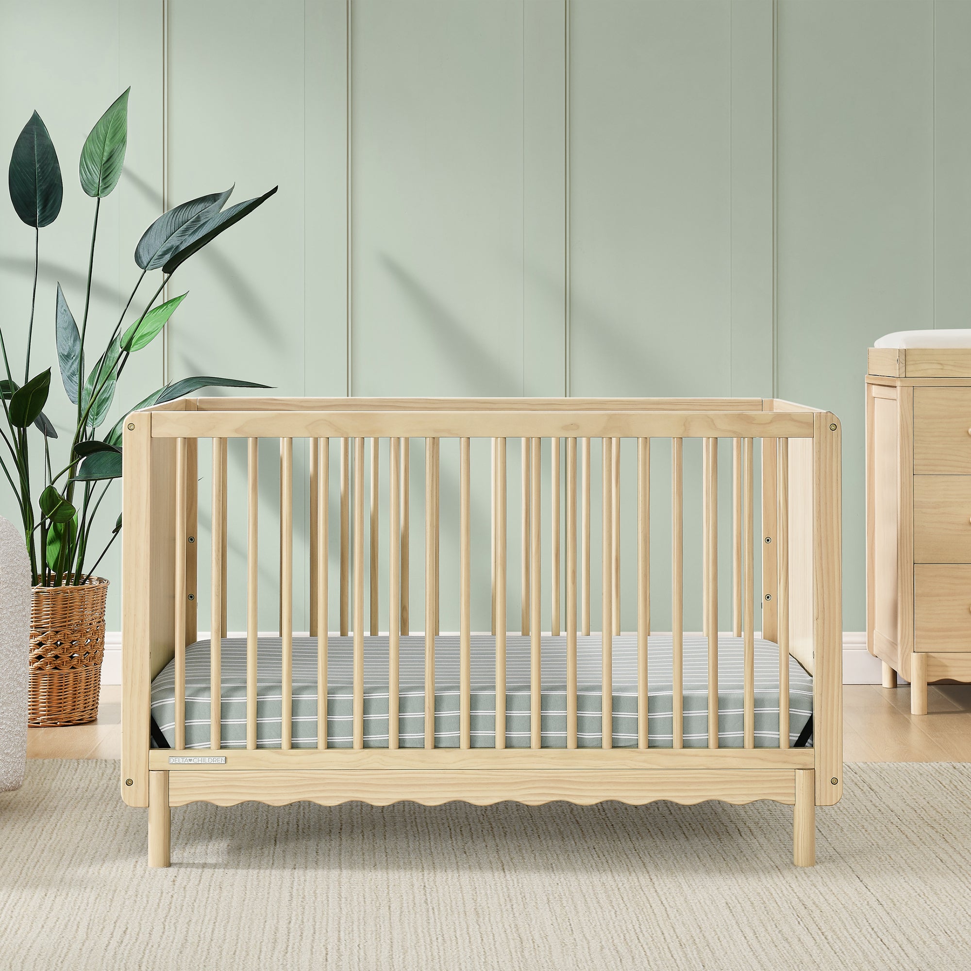 William 4-in-1 Convertible Baby Crib - Greenguard Gold Certified for Nursery, Toddler & Kids Room - Safe & Stylish Wooden Crib for Newborns to Teens