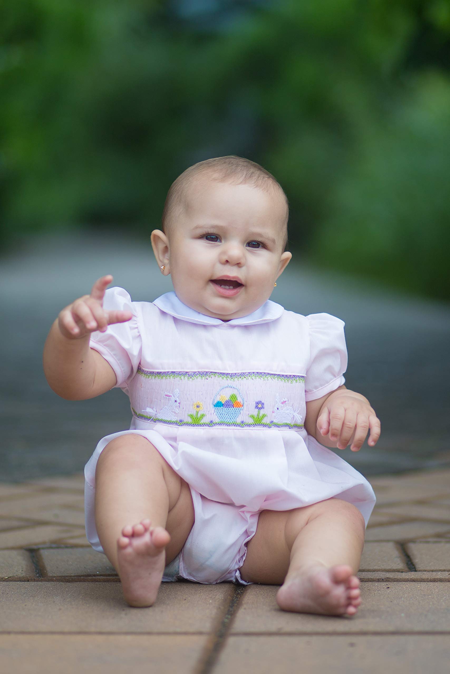 Easter Baby Girls Bubble Dress - Pink Bunny & Easter Eggs Design for Spring Party, Photo Shoot & Holiday Celebration