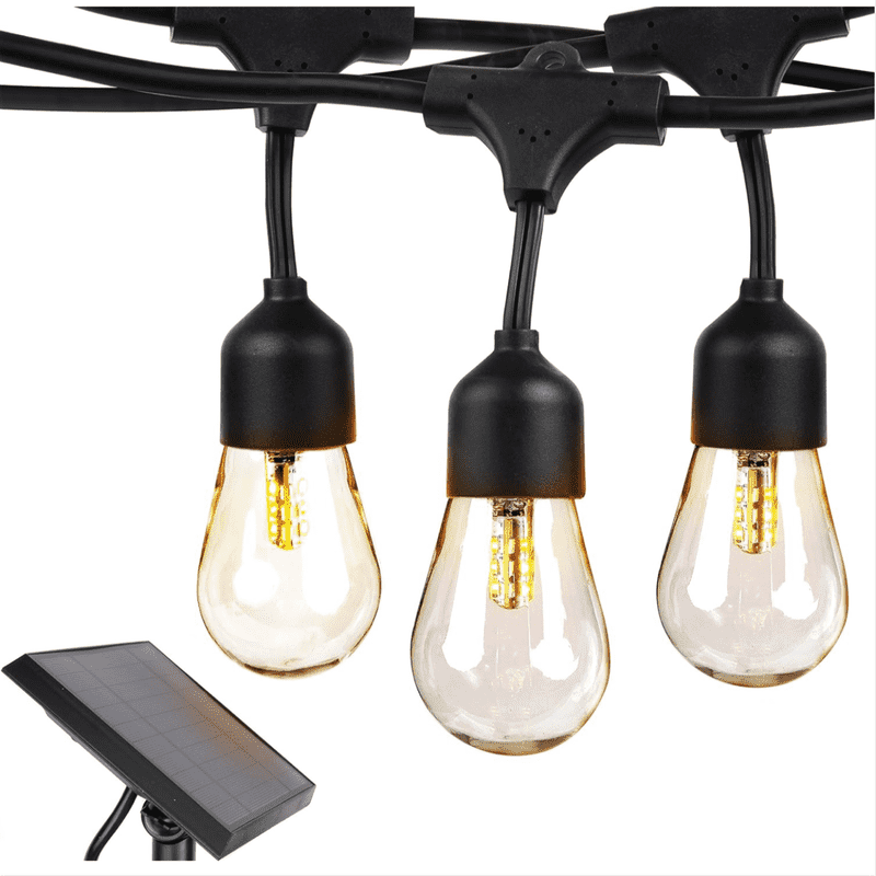 15m Solar Powered Outdoor String Lights - 48 Ft Weatherproof Hanging Edison Bulbs for Backyard, Garden & Patio - Commercial Grade LED Fairy Lights Perfect for Weddings, Parties & Bistro Ambience