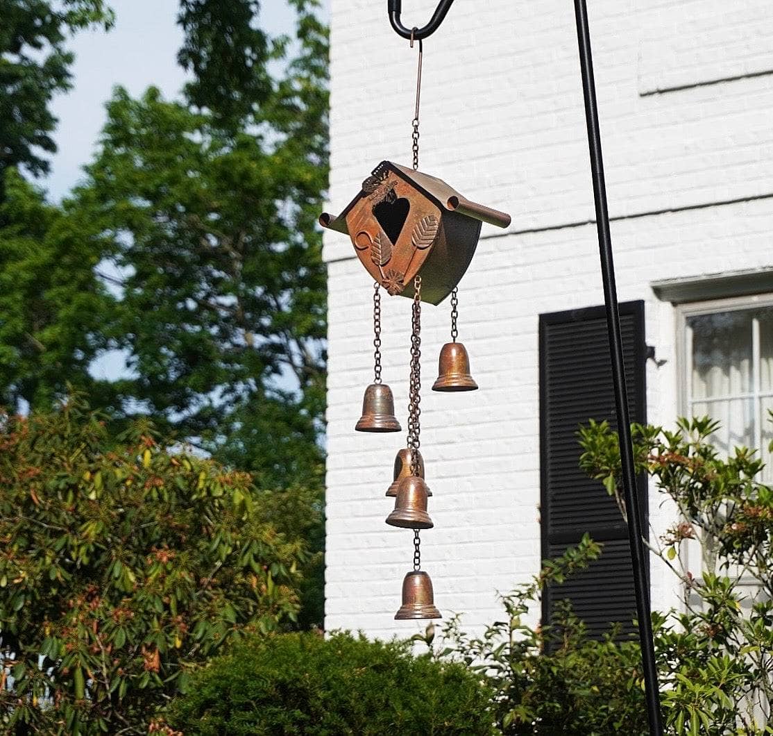 Handmade Wooden Birdhouse Wind Chime - Outdoor Garden Decor with Melodic Tones for Patio, Porch & Backyard Relaxation
