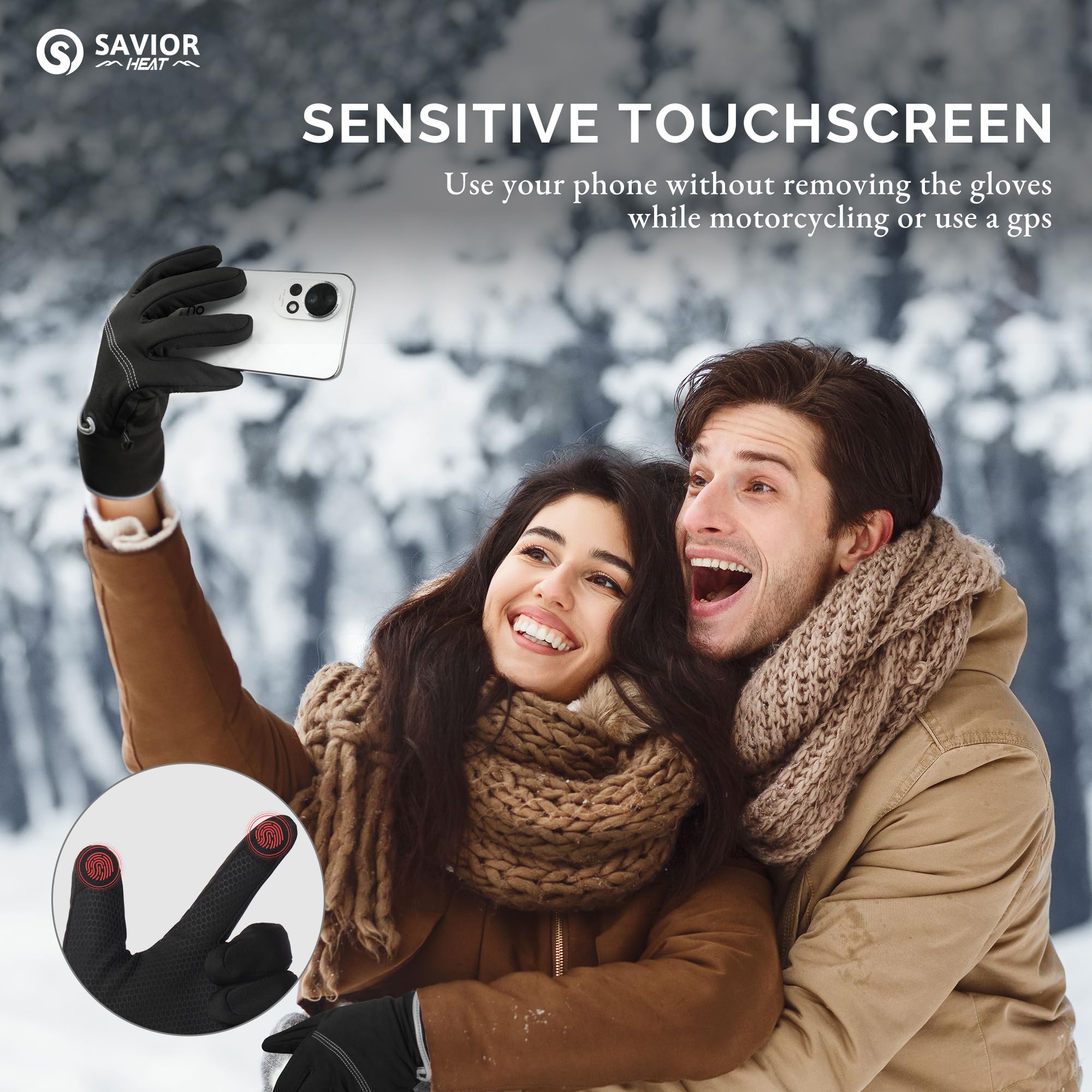 SAVIOR HEAT Thin Electric Heated Glove Liners - Rechargeable 7.4V Battery Warm Gloves for Men & Women - Perfect for Winter Sports, Skiing, Driving, Running, Cycling, Hiking, Camping & Outdoor Activities