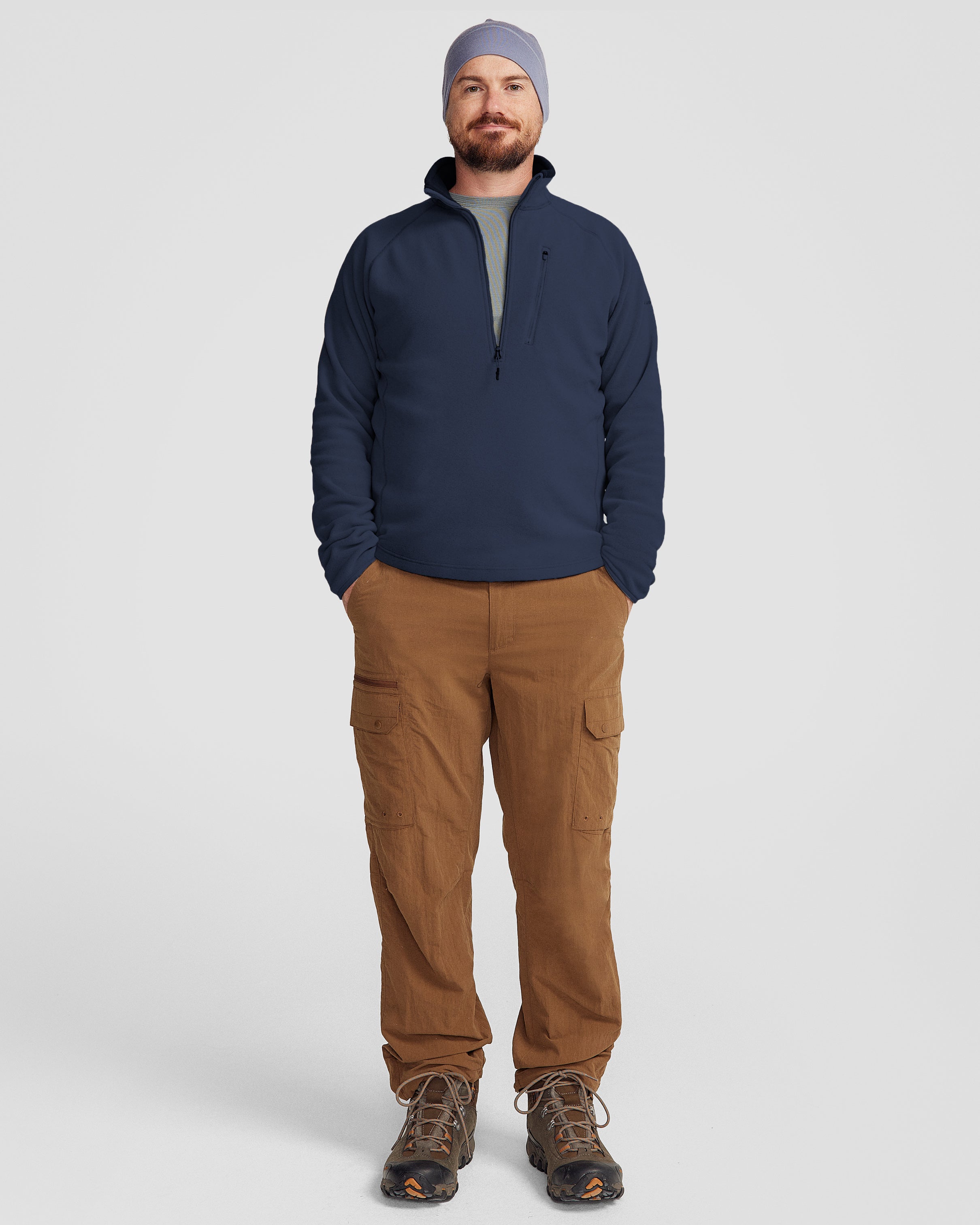 Men's Ridge 100 Primaloft Pullover Jacket - Lightweight Insulated Winter Coat for Hiking & Outdoor Activities - Pure Navy Blue