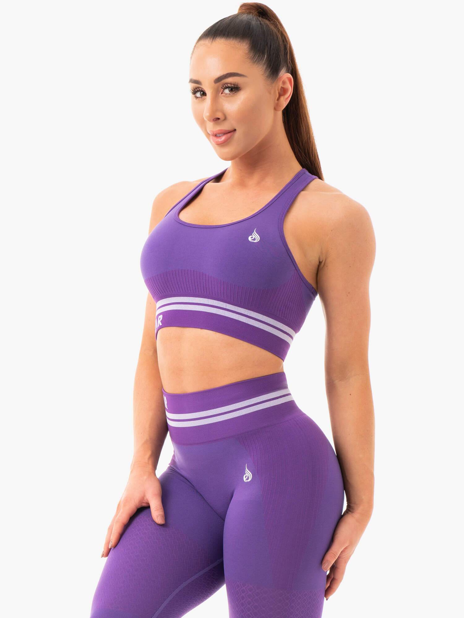 Freestyle Seamless Longline Sports Bra for Women - Purple Workout Top for Yoga, Running & Gym - Breathable High Support Athletic Bra