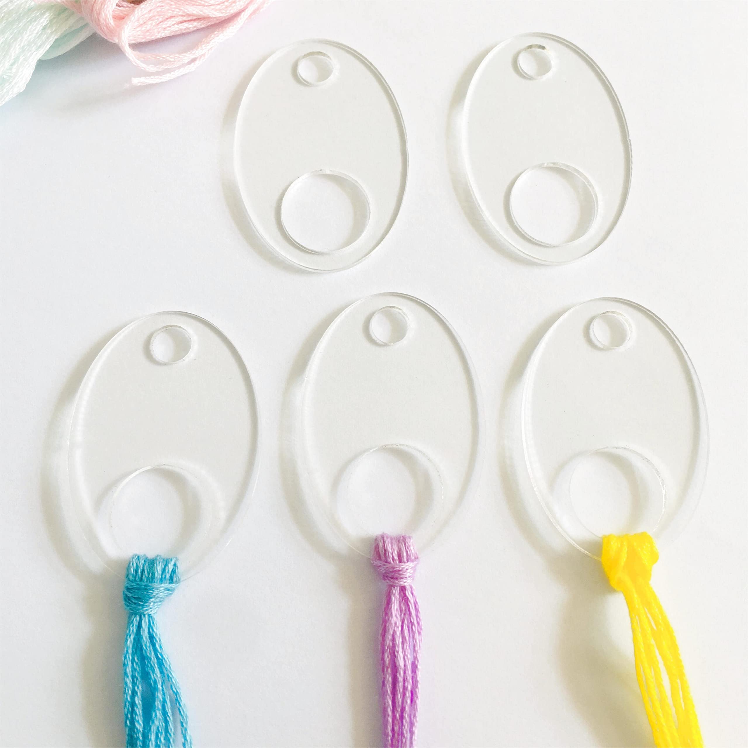 Clear Oval Acrylic Thread Drops - 20pcs Cross Stitch Floss Bobbins Organizers for Embroidery & Sewing Projects - Perfect for Craft Storage and Needlework Organization