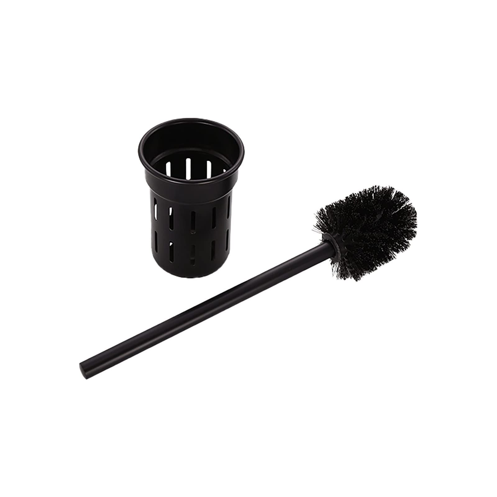 Premium Black Space Aluminum Toilet Brush Set with Modern Brush Head & Sleek Cup Holder - Bathroom Cleaning Essentials for Home & Office (Black, One Size) - Perfect for Toilet, Sink & Shower Drain Maintenance
