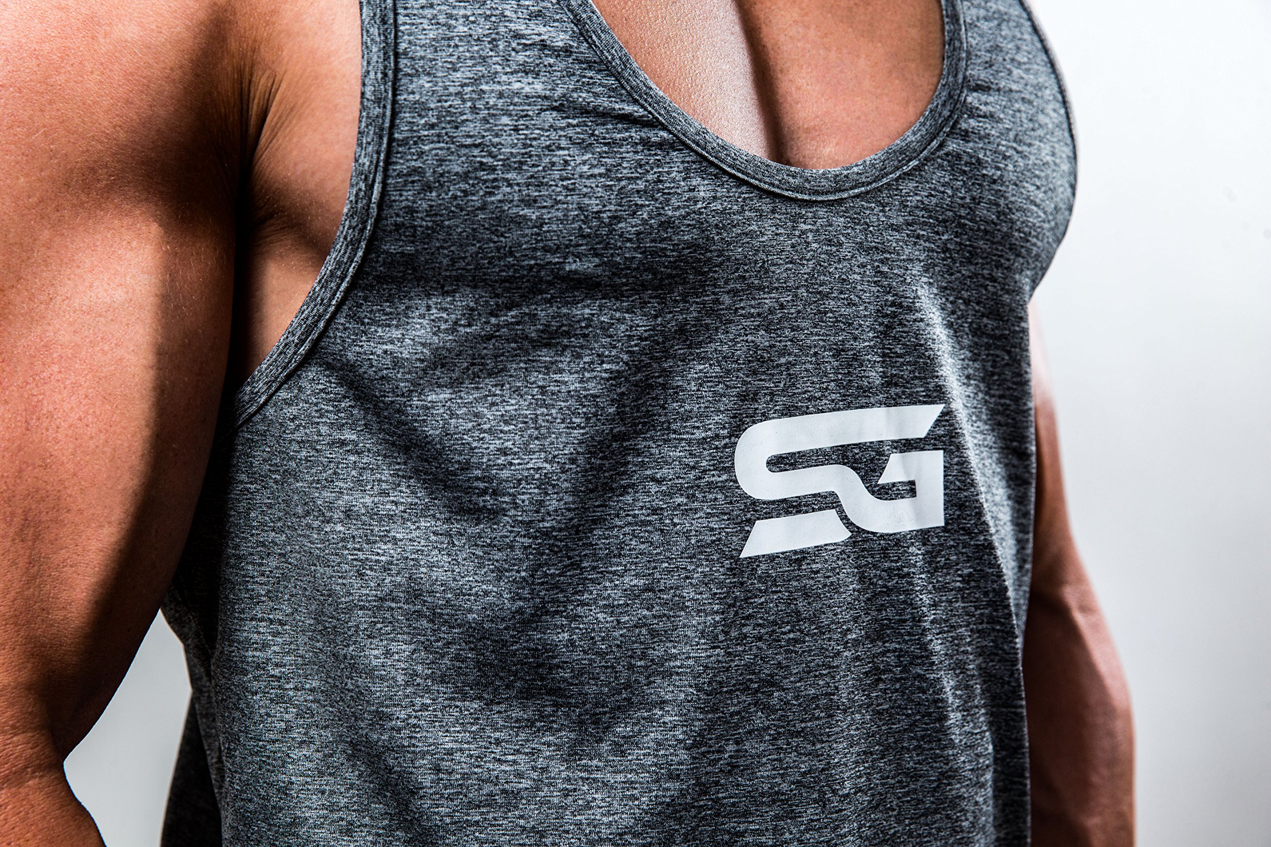 Satire Men's Gym Fitness Stringer - Functional Workout Tank Top for Training & Exercise - Slim Fit Muscle Shirt for Bodybuilding & Gym Wear
