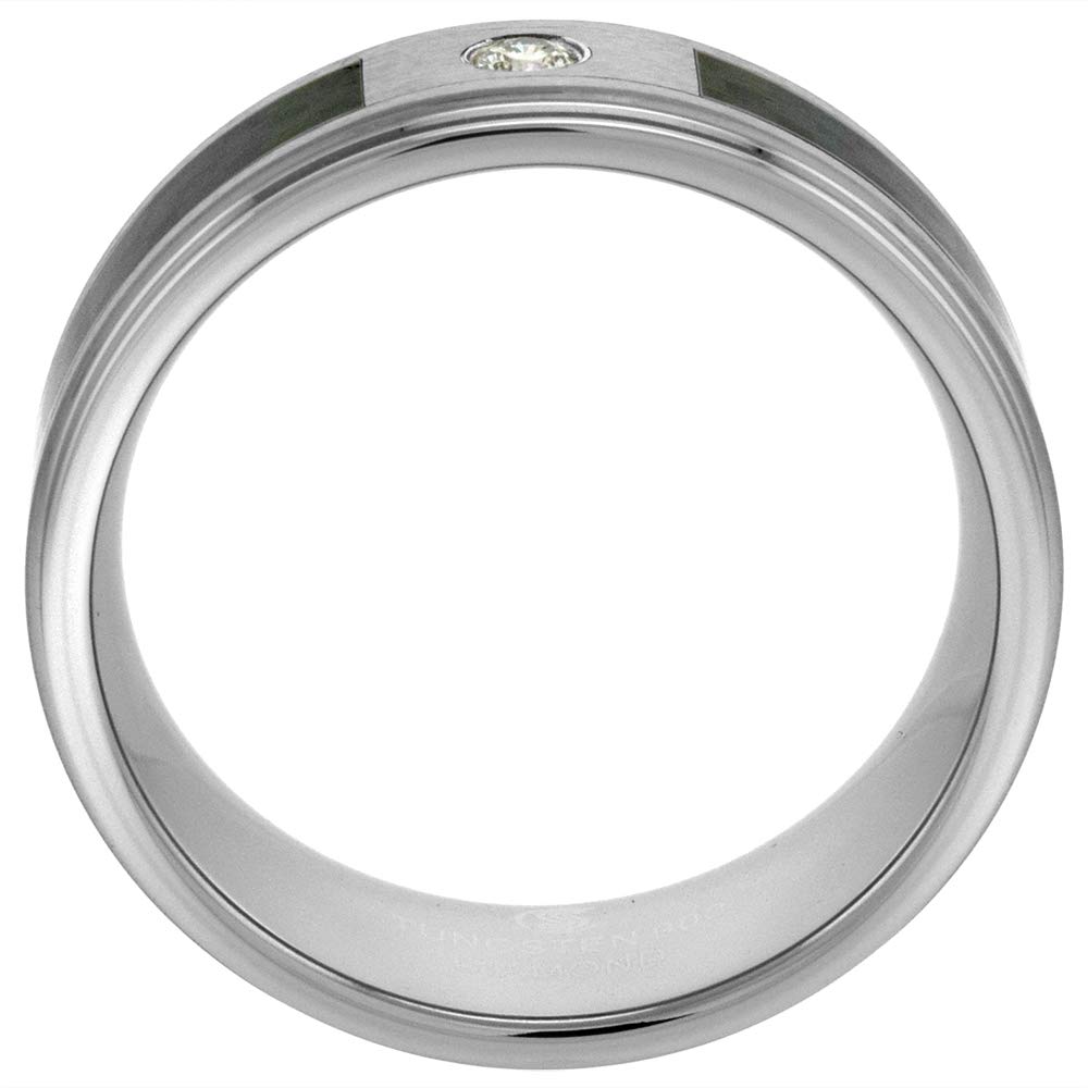 8mm & 6mm Tungsten Diamond Wedding Band for Men & Women - Black Carbon Fiber Inlay, Beveled Edges, Comfort Fit (Sizes 4-13) - Perfect for Anniversary Gifts, Couple Rings & Everyday Wear