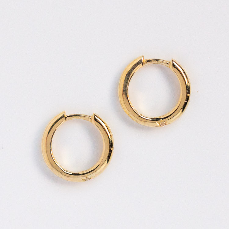 Solid Gold Starry White Sapphire Huggie Earrings - Elegant & Dainty Hoop Earrings for Women - Perfect for Everyday Wear, Parties & Special Occasions