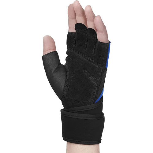 Harbinger Unisex Training Wrist Wrap Gloves 2.0 - Blue | Weightlifting & CrossFit Support for Men & Women | Gym, Powerlifting & Workout Gloves for Better Grip & Wrist Protection