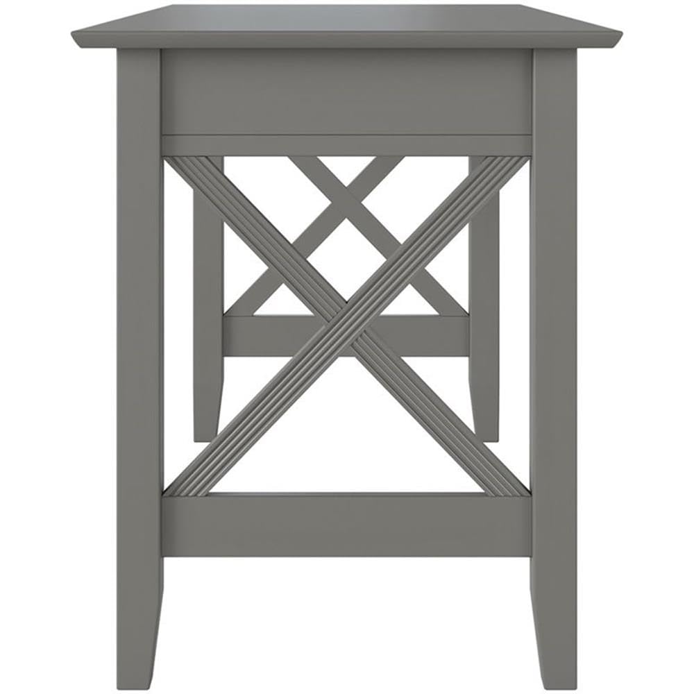 BOWERY HILL Farmhouse Solid Wood Writing Desk with Felt Lined Drawer in Gray - Rustic Home Office Furniture for Study, Work & Small Spaces