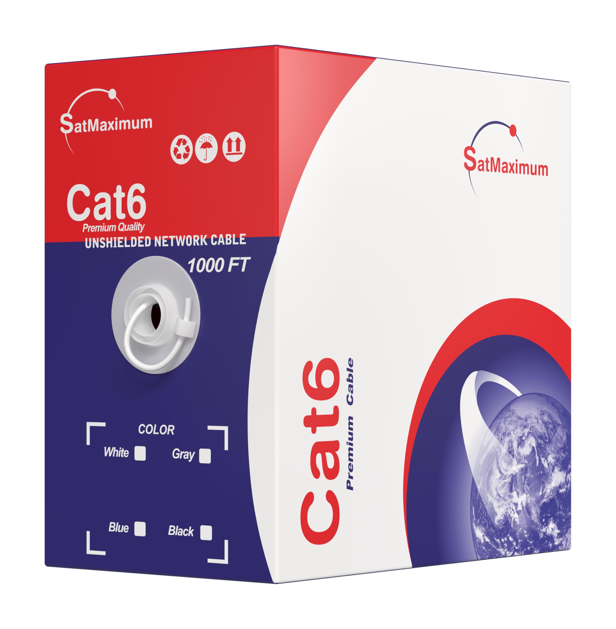 1000ft Plenum CMP CAT6 Ethernet Cable - Solid UTP 23AWG 550MHz LAN Network Wire - CCA (Copper Clad Aluminum) Bulk Pull Box - White | Ideal for Office Networking, Data Centers & Home Internet Setup