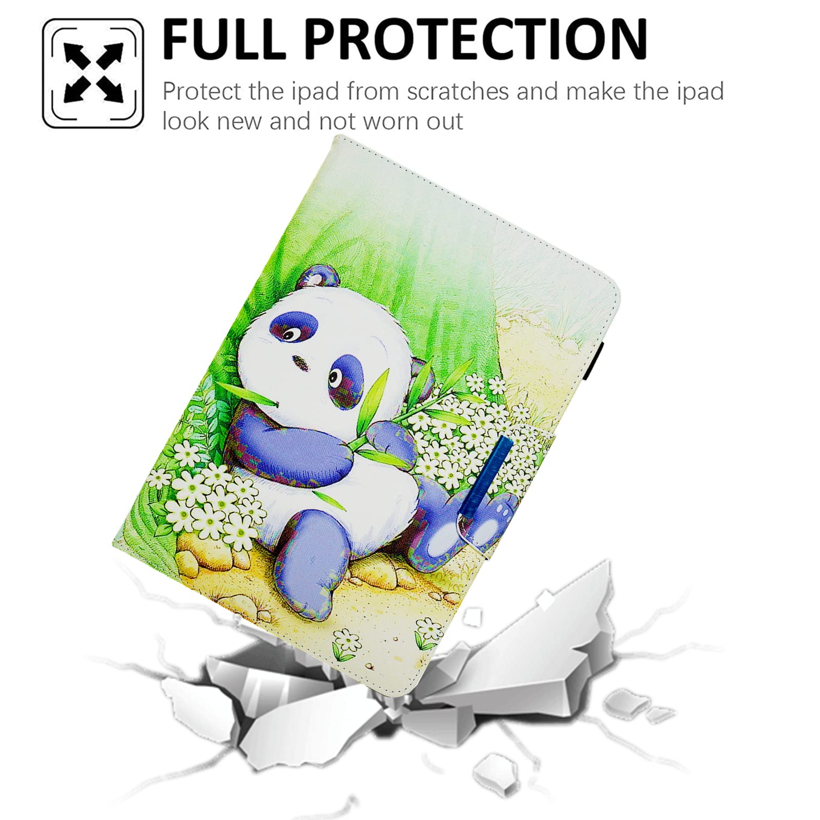 Universal Tablet Case for 9.5-10.5 Inch Devices - Compatible with iPad 9.7/10.2/10.5, Samsung Tab A 10.1/Tab E 9.6 & More - Cute Panda Design - Perfect for Work, School & Travel Protection