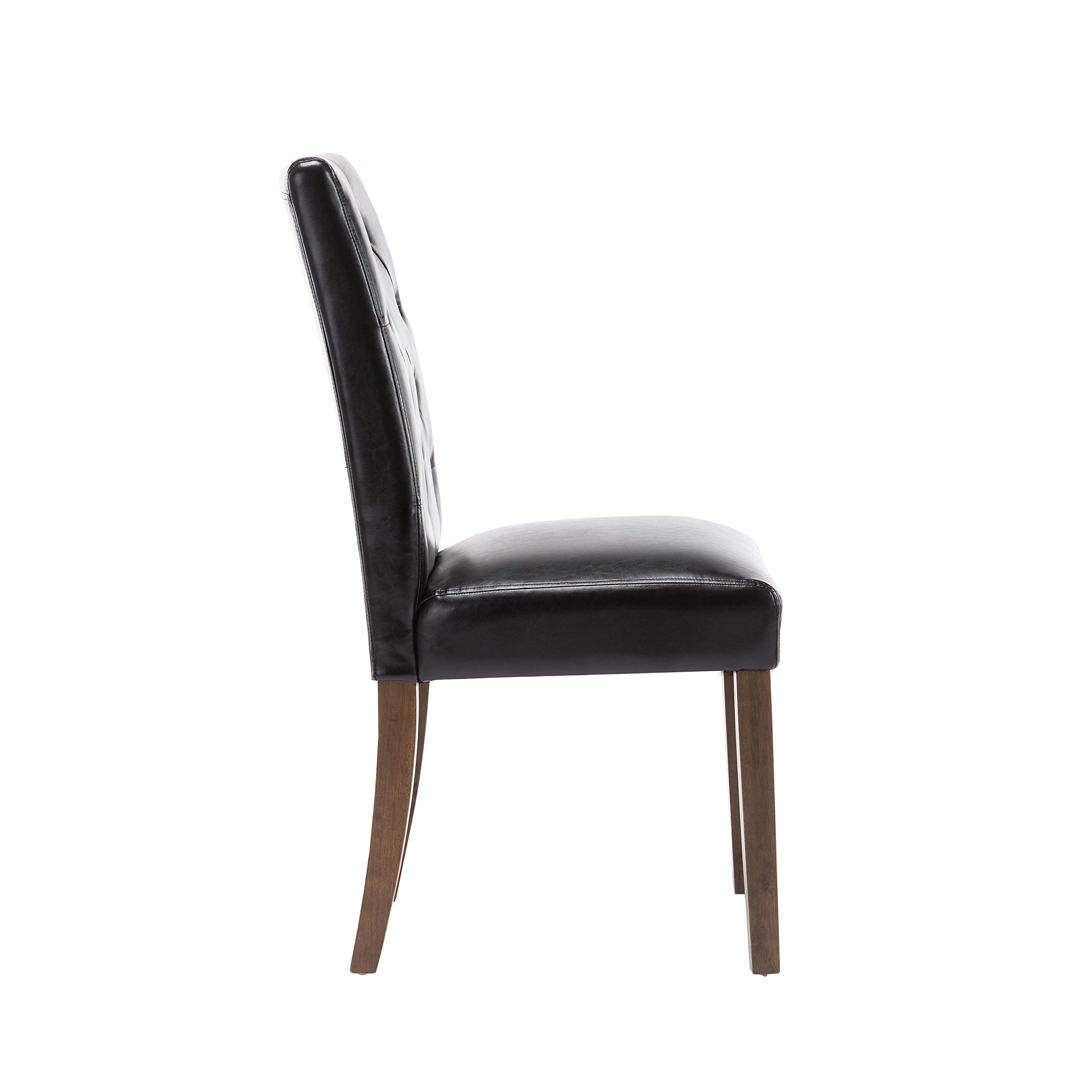 Porthos Home Hough Set of 2 Dining Chairs - Tall Back PU Leather Upholstered Chairs with Button Tufting & Rubberwood Legs, Armless Space-Saving Design for Small Dining Rooms, Kitchens, Apartments, and Breakfast Nooks | Modern Comfort Seating for Family Meals and Entertaining