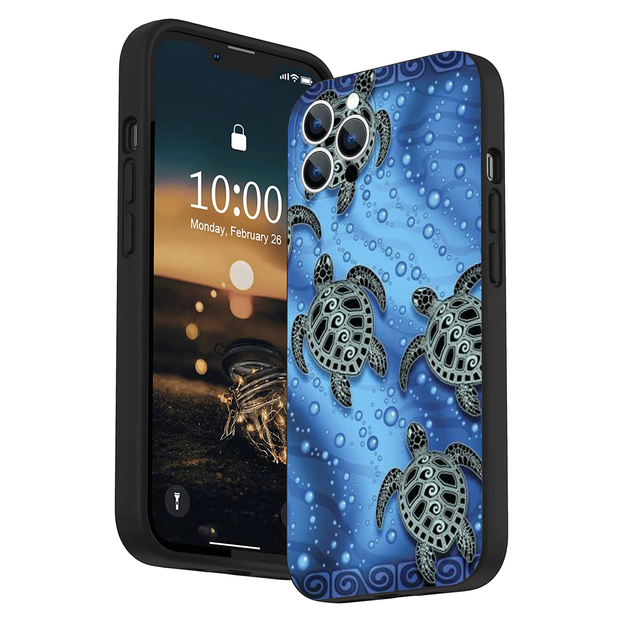 Funny Sea Turtle Soft TPU Shockproof Phone Case for iPhone 14 Pro - Cute Ocean Animal Design Protective Cover for Women & Girls - Perfect Gift for Beach Lovers, Summer Vacation & Marine Life Enthusiasts