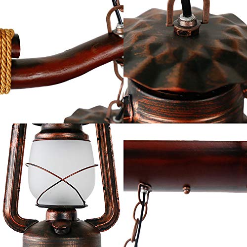 Vintage Industrial Wood Chandelier - Retro Pendant Lighting with 2 E26 Sockets for Kitchen Island, Dining Room, Restaurant & Bar | Farmhouse Ceiling Lamp for Home Office & Commercial Spaces