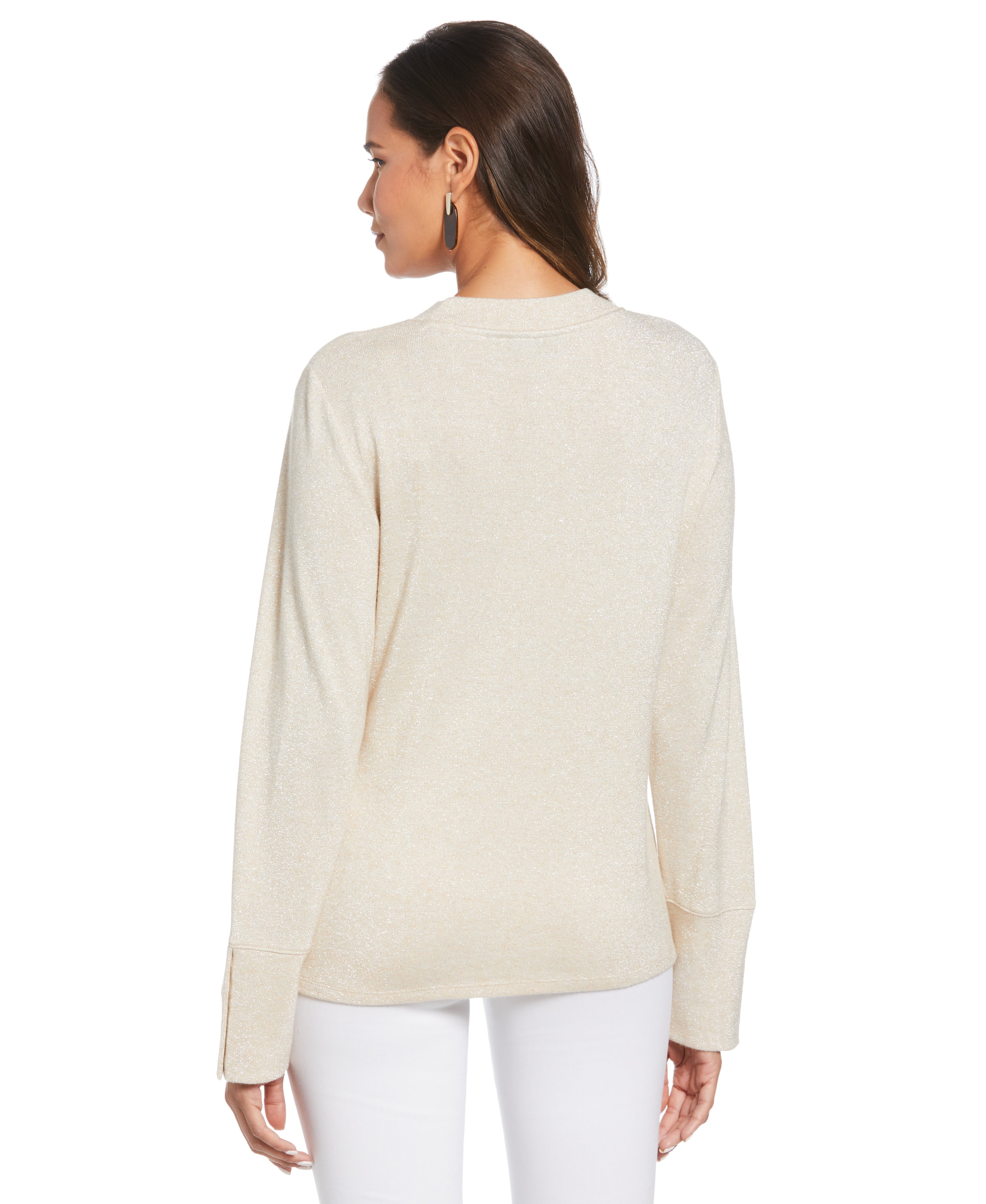 Stylish Petite Mock Neck Snap Cuff Top for Women | Trendy Casual & Office Wear | Perfect for Work, Dates & Everyday Outfits