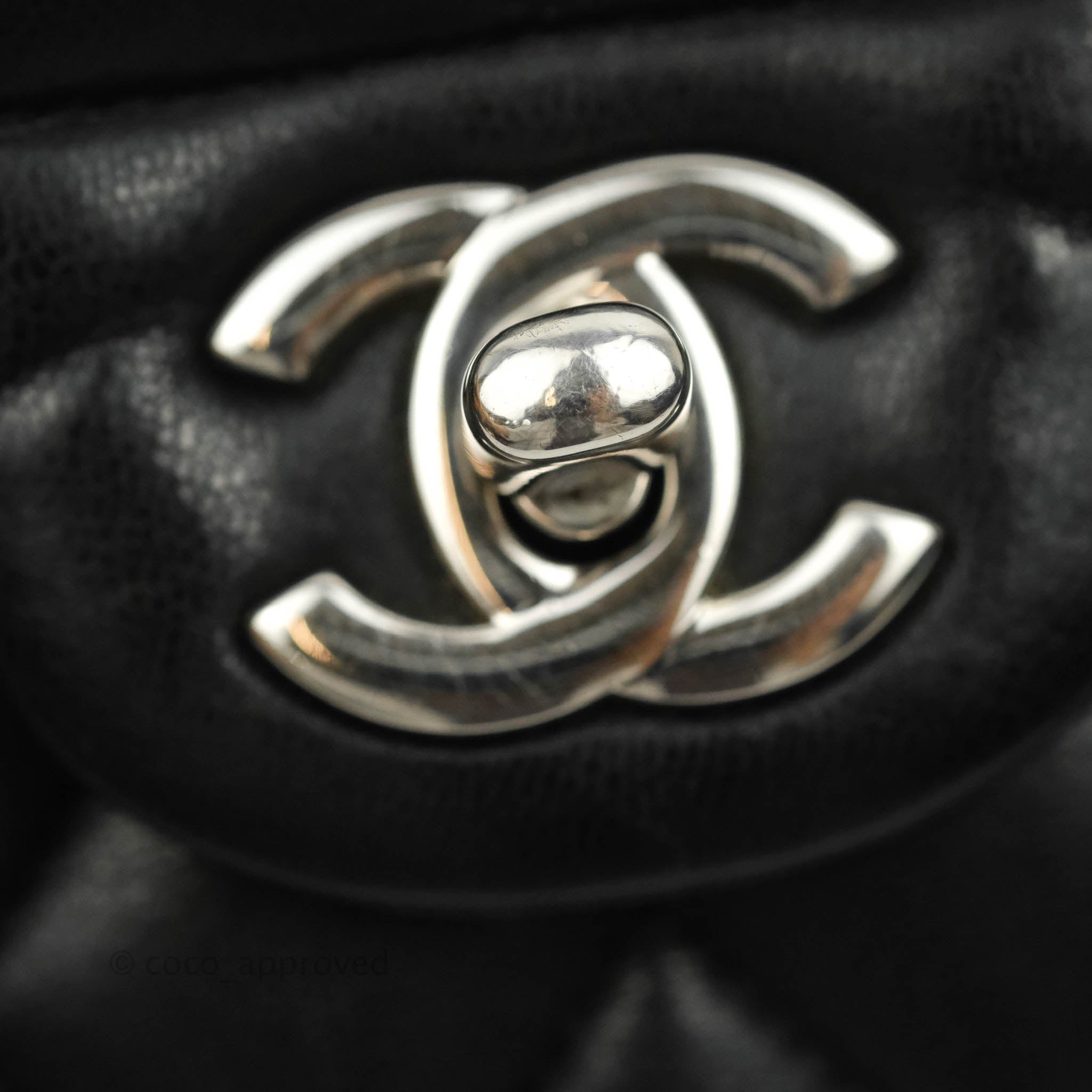 Chanel Classic M/L Medium Double Flap Bag - Black Lambskin Leather with Silver Hardware | Luxury Handbag for Women, Perfect for Work, Evening Events & Everyday Use