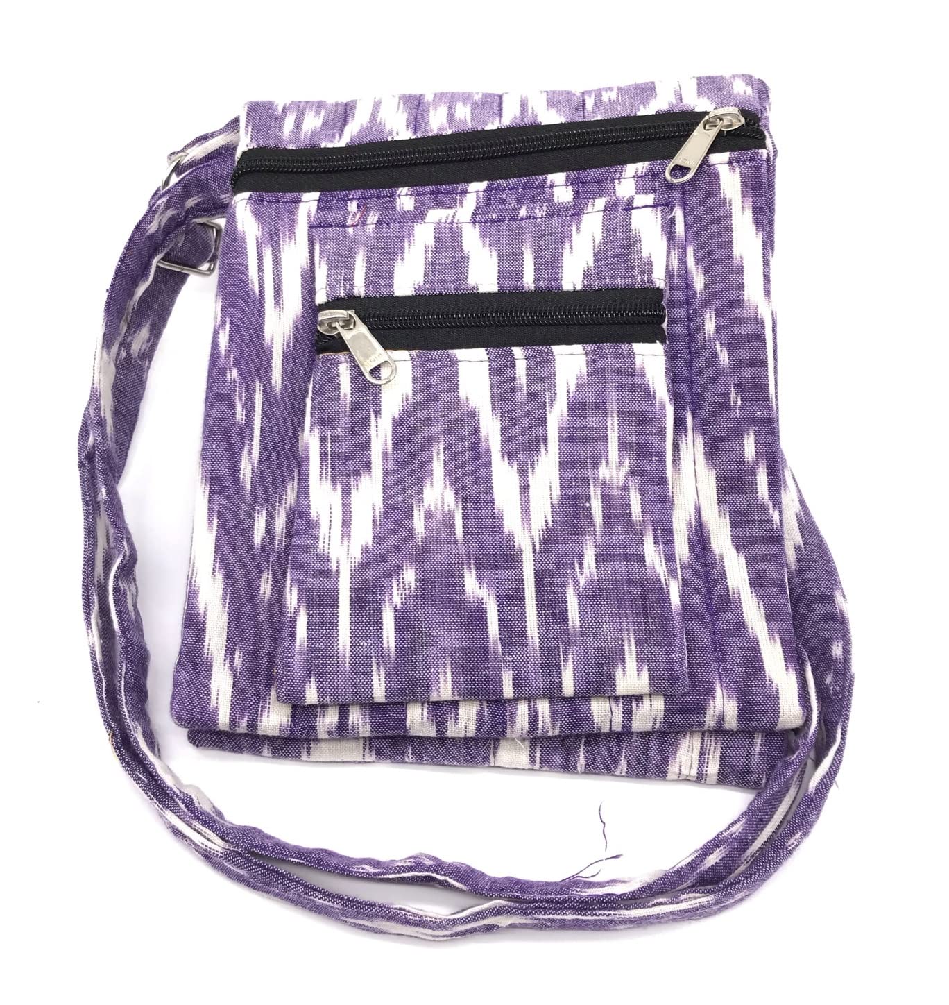 SriAoG Traditional Ikkat Cotton Sling Bag for Women - 9 Inch Ethnic Handmade Crossbody Purse, Boho Shoulder Bag for Girls & Ladies (Multicolor) - Perfect for Travel, Shopping & Casual Outings
